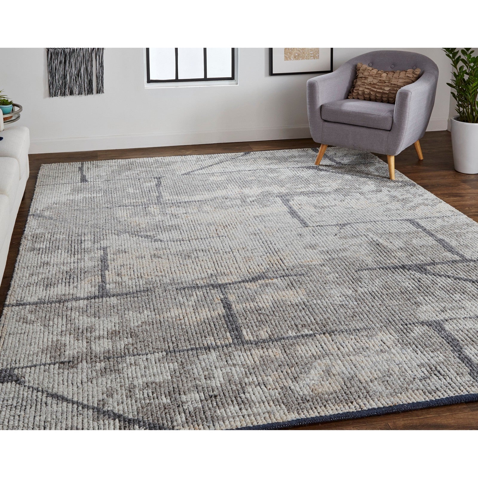 Feizy Alford 6925F Modern Abstract in Gray/Silver - Image 3