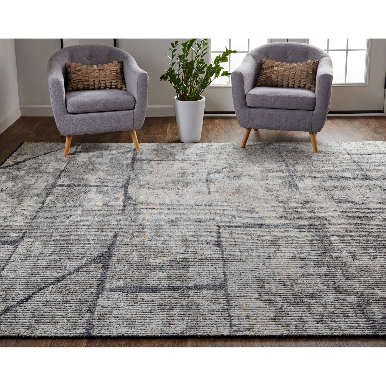 Feizy Alford 6925F Modern Abstract in Gray/Silver - Image 4