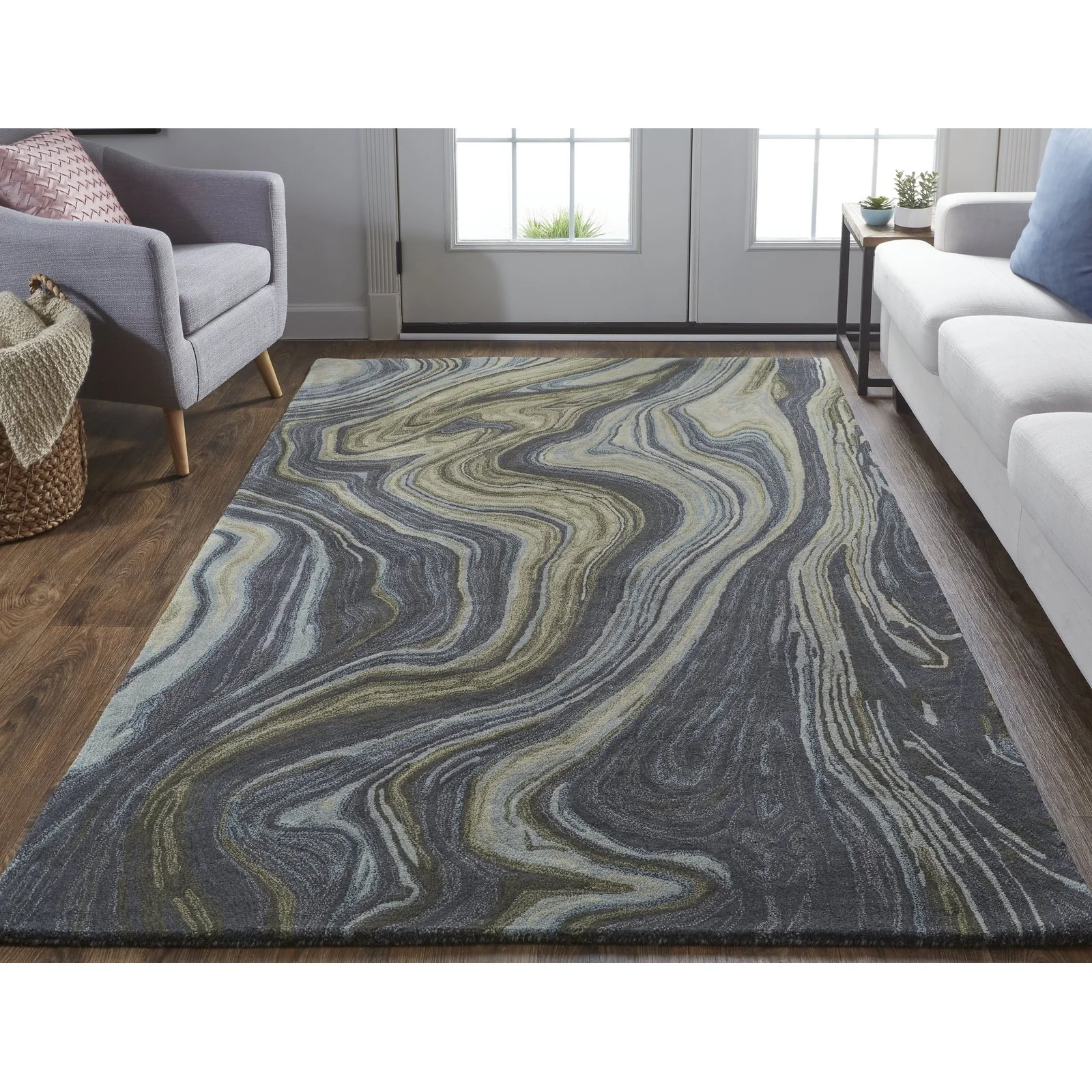 Feizy Amira 8631F Rug in Green / Gray - Image 2