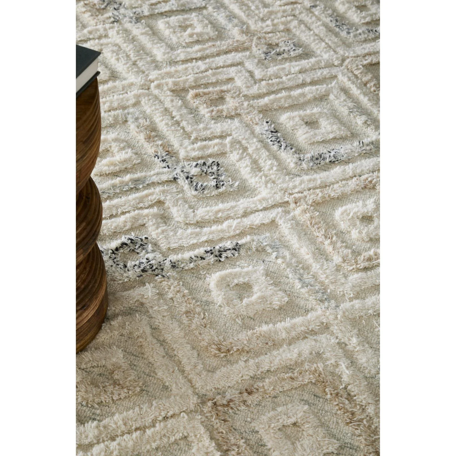 Feizy Anica 8004F Transitional Moroccan Rug in Ivory/Gray/Black - Image 2