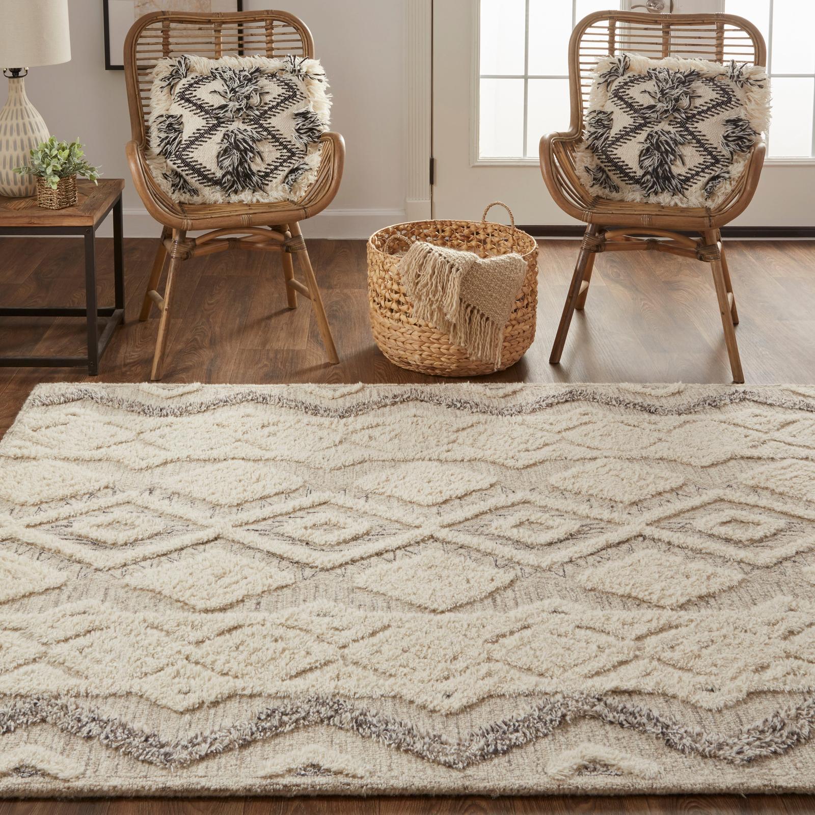 Feizy Anica 8006F Transitional Geometric Rug in Ivory/Taupe/Gray - Image 4