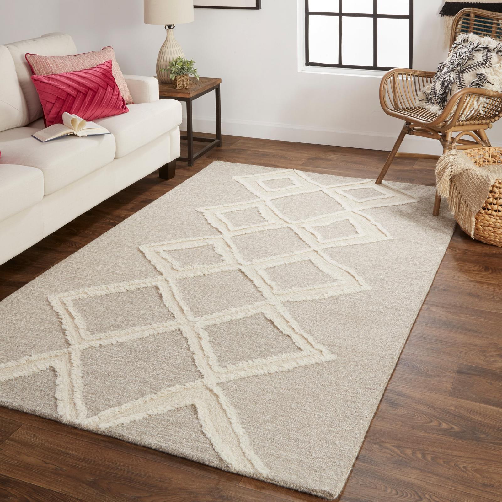 Feizy Anica 8009F Transitional Geometric Rug in Gray/Ivory - Image 3