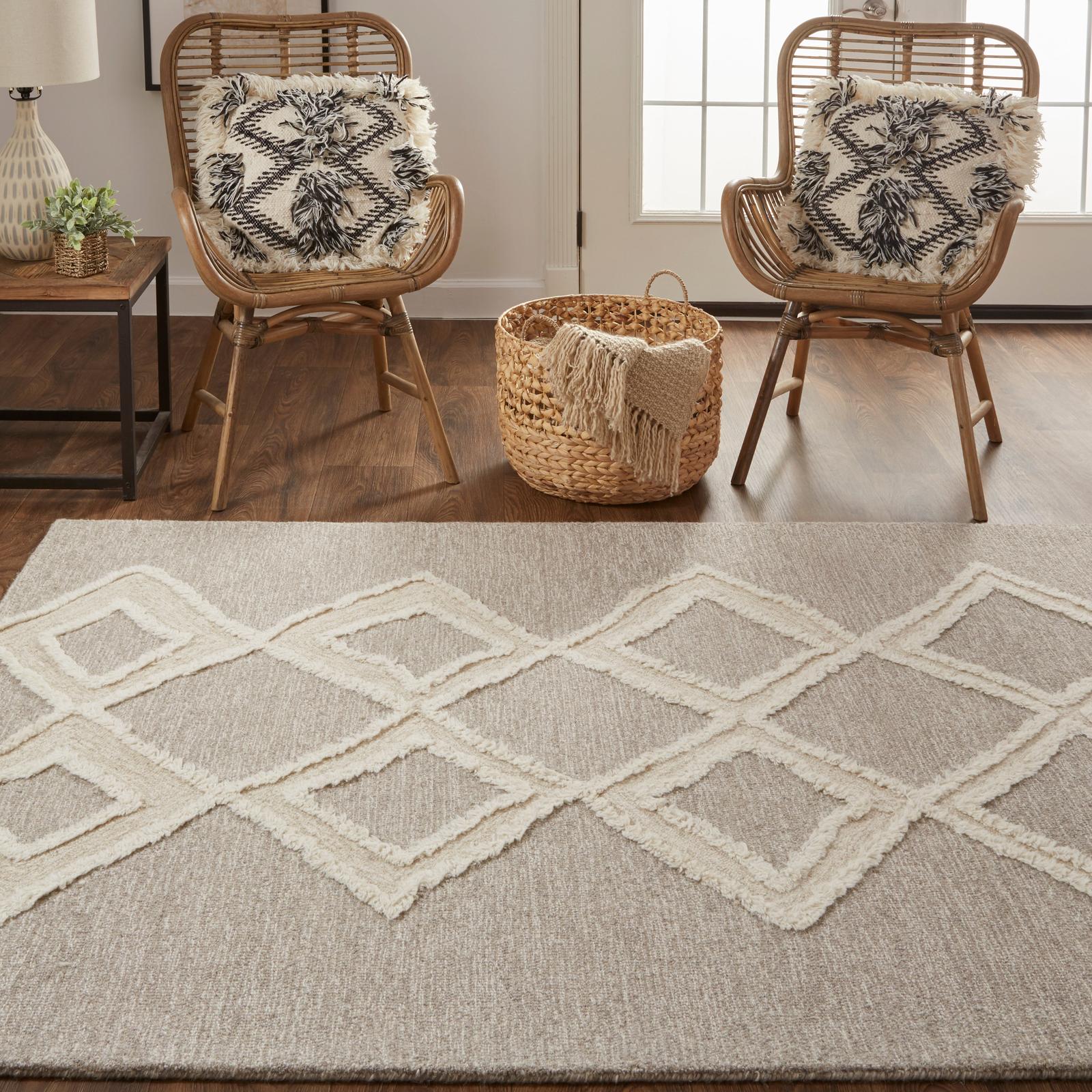 Feizy Anica 8009F Transitional Geometric Rug in Gray/Ivory - Image 4