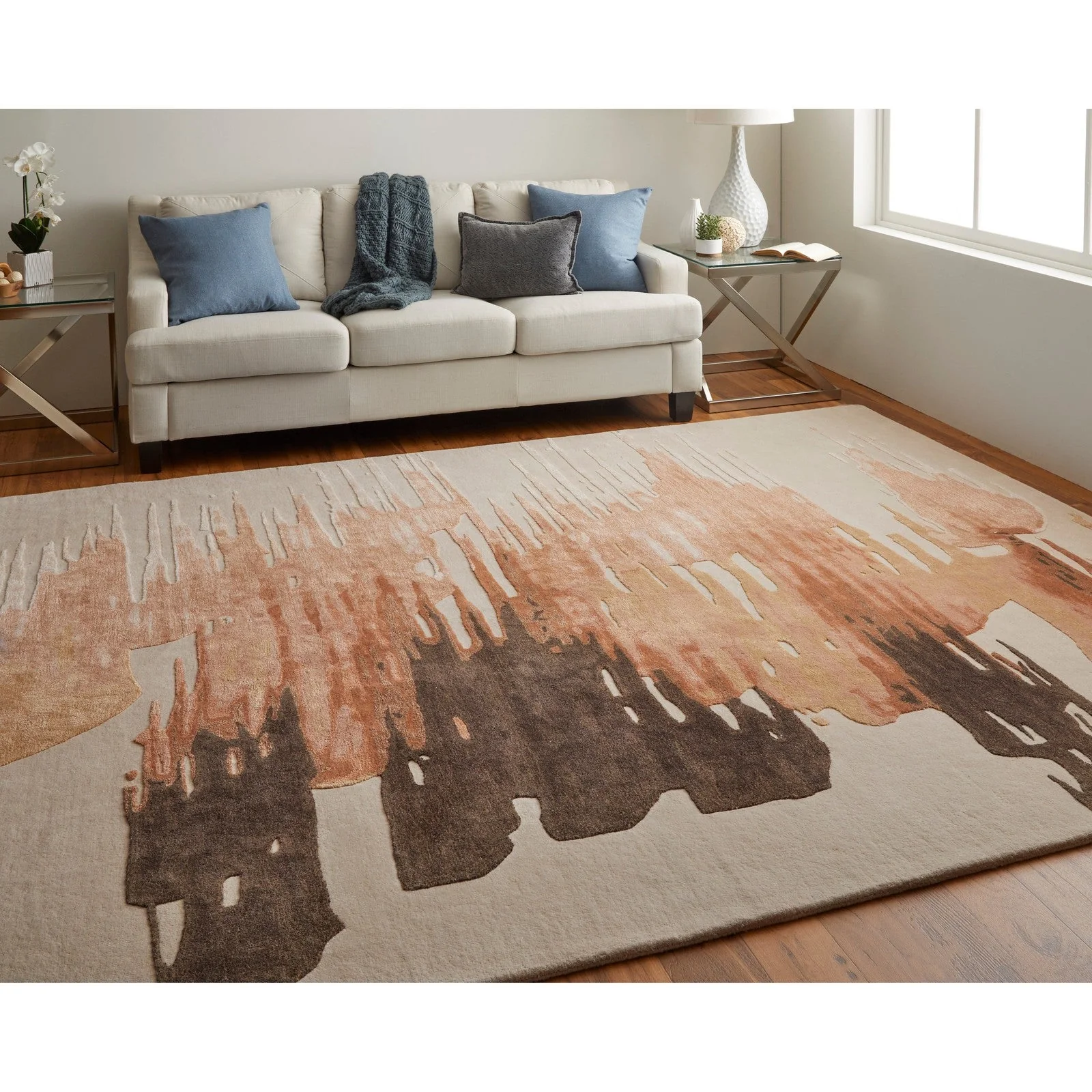 Feizy Anya 8883F Transitional Abstract Rug in Red/Brown/Orange - Image 4