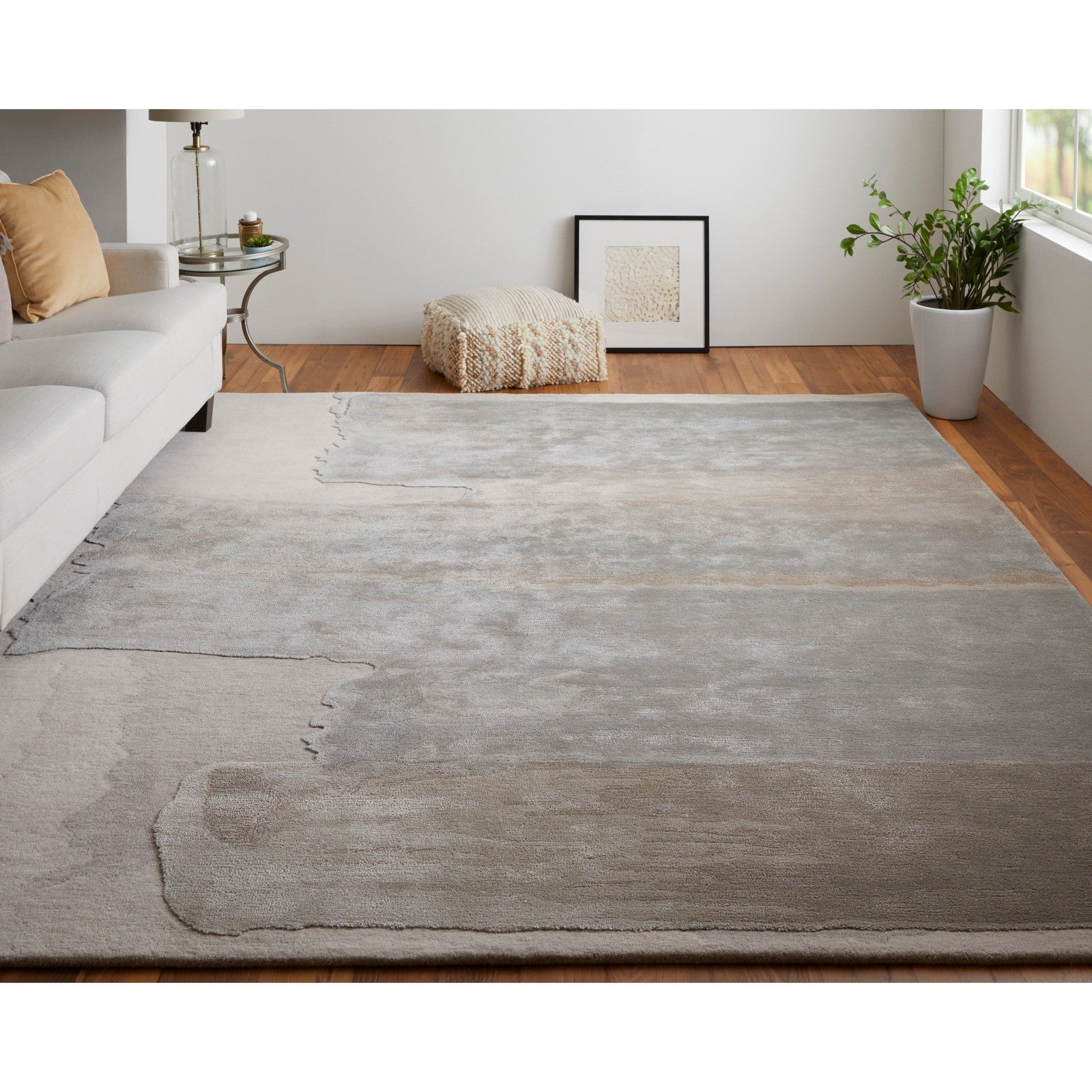 Feizy Anya 8921F Transitional Abstract Rug in Ivory/Gray - Image 2