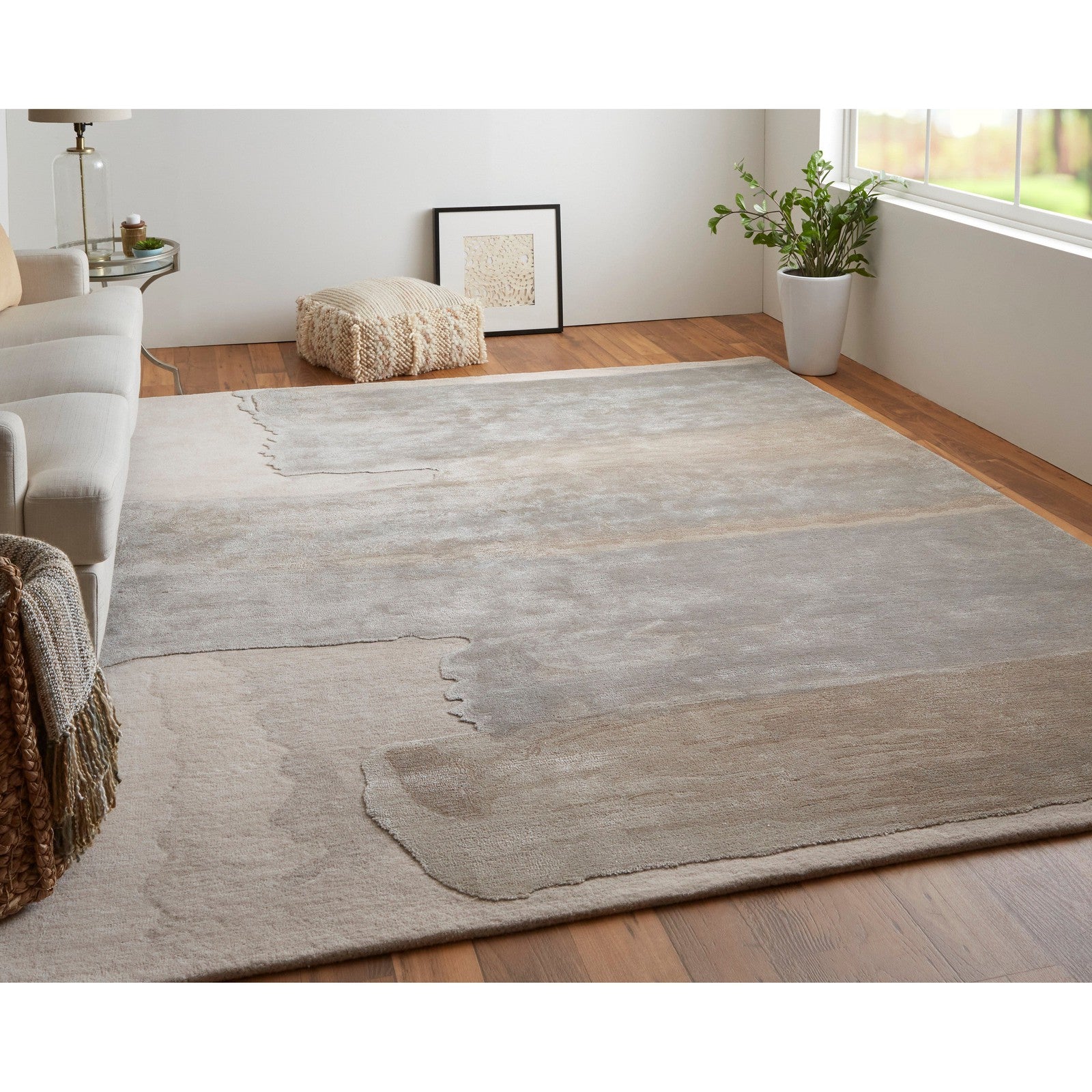 Feizy Anya 8921F Transitional Abstract Rug in Ivory/Gray - Image 3
