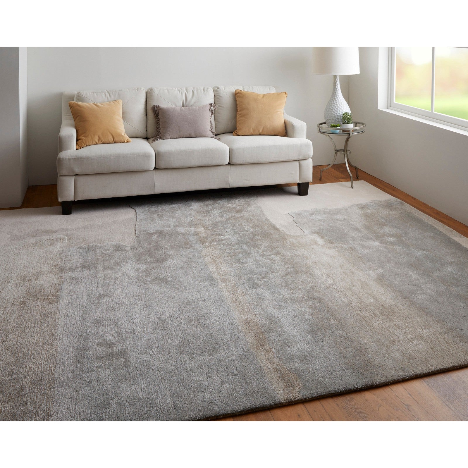 Feizy Anya 8921F Transitional Abstract Rug in Ivory/Gray - Image 4