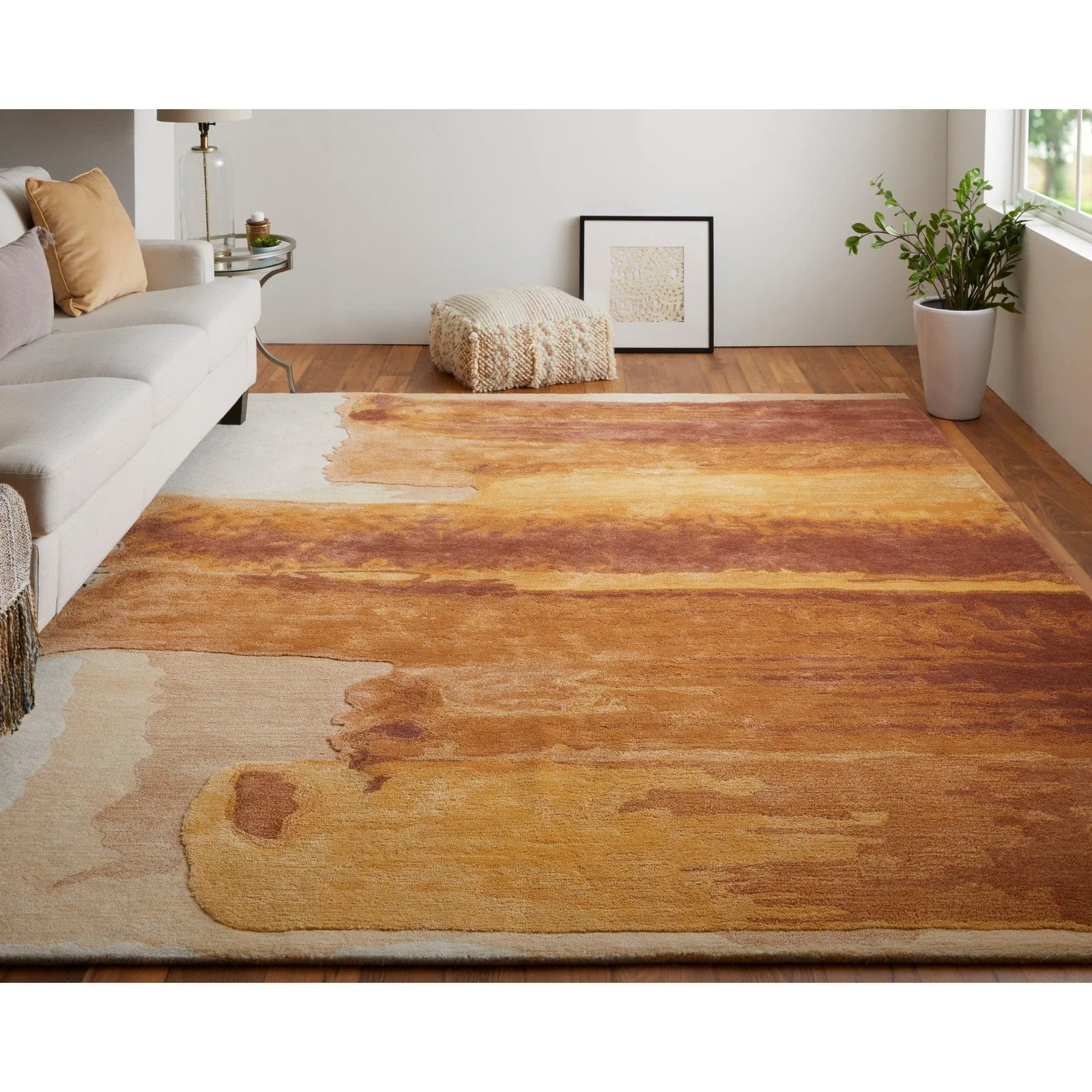 Feizy Anya 8921F Transitional Abstract Rug in Red/Orange/Ivory - Image 2