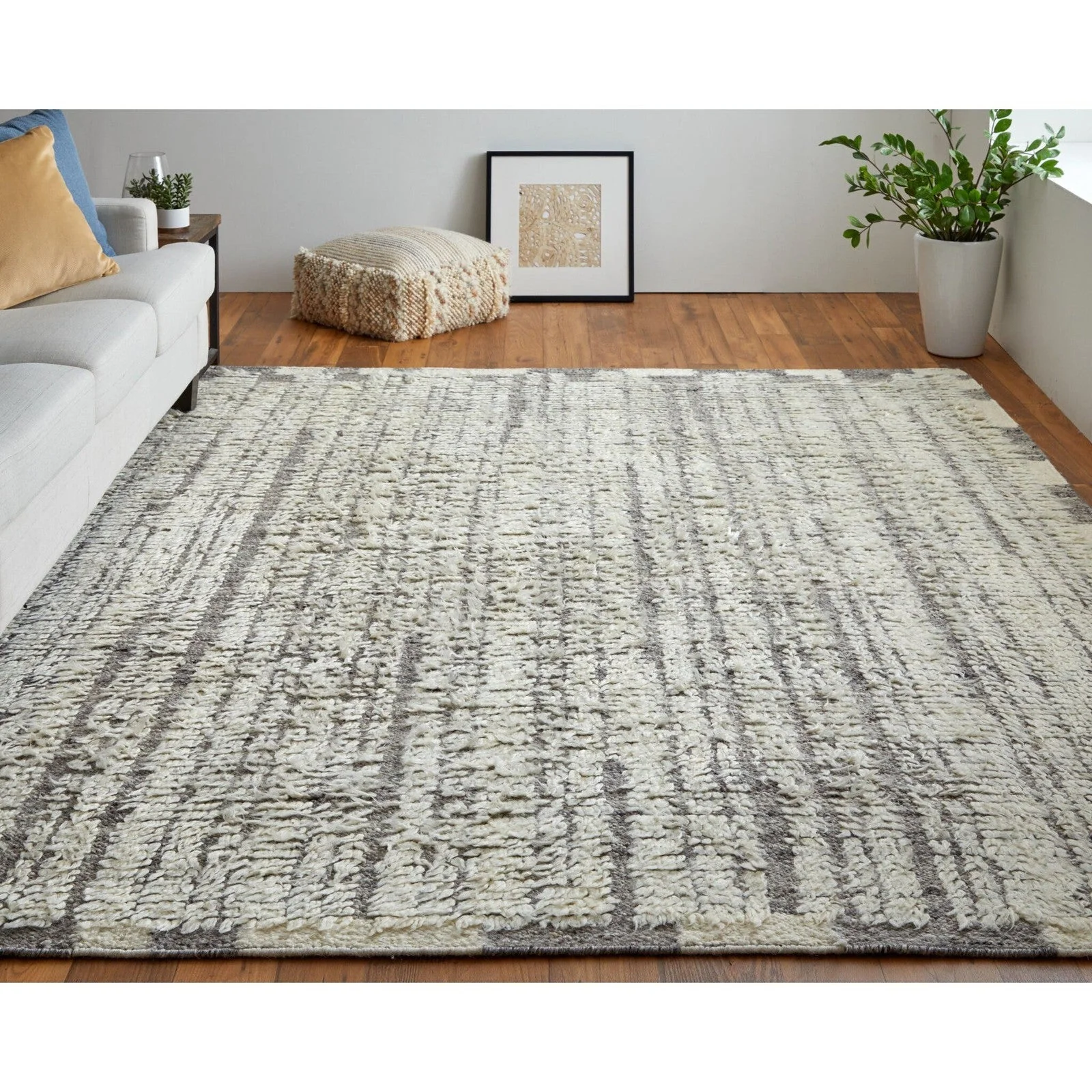 Feizy Ashby 8906F Transitional Stripes Rug in Ivory/Gray - Image 2