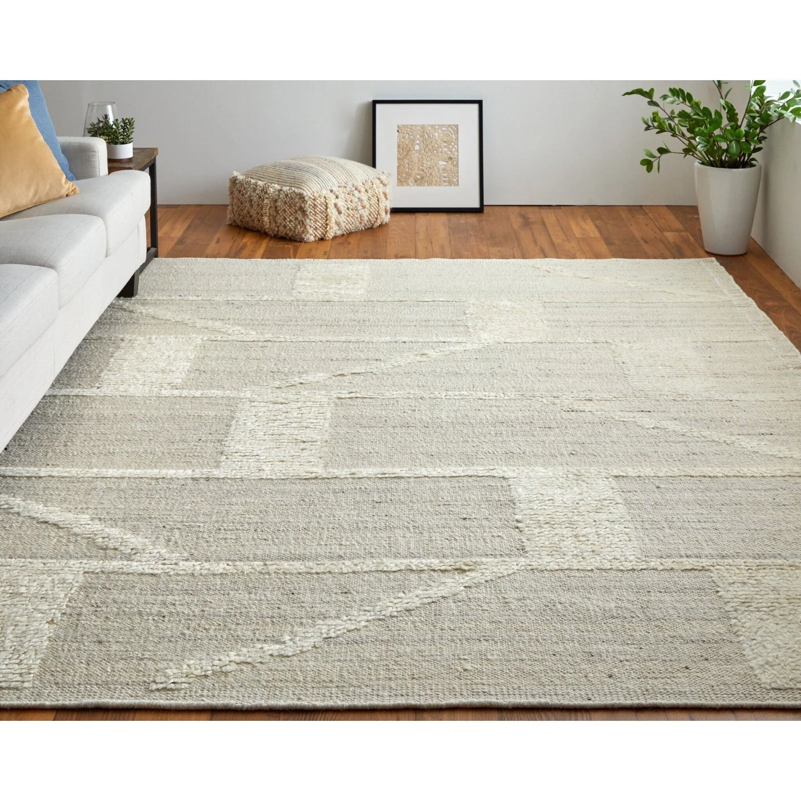 Feizy Ashby 8908F Transitional Geometric Rug in Tan/Ivory - Image 2