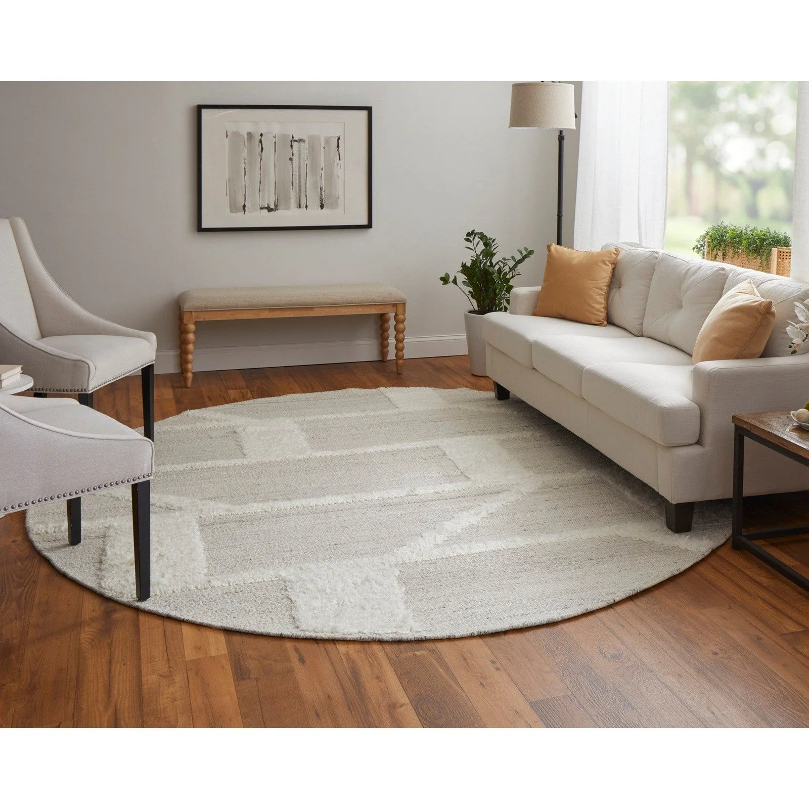 Feizy Ashby 8908F Transitional Geometric Rug in Tan/Ivory - Image 4