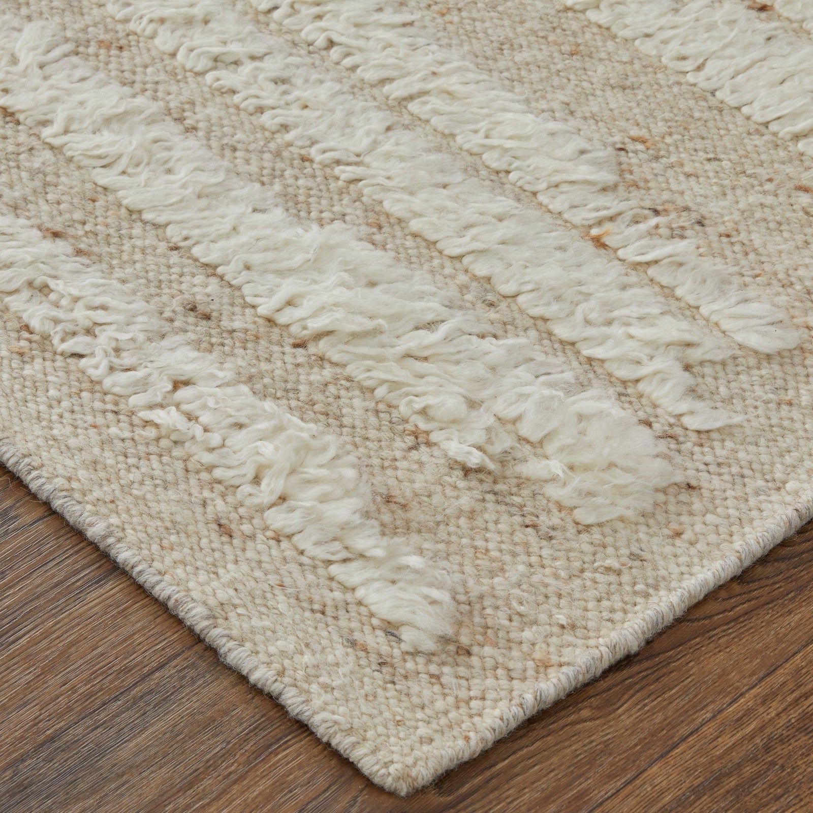 Feizy Ashby 8910F Transitional Stripes Rug in White/Tan - Image 5