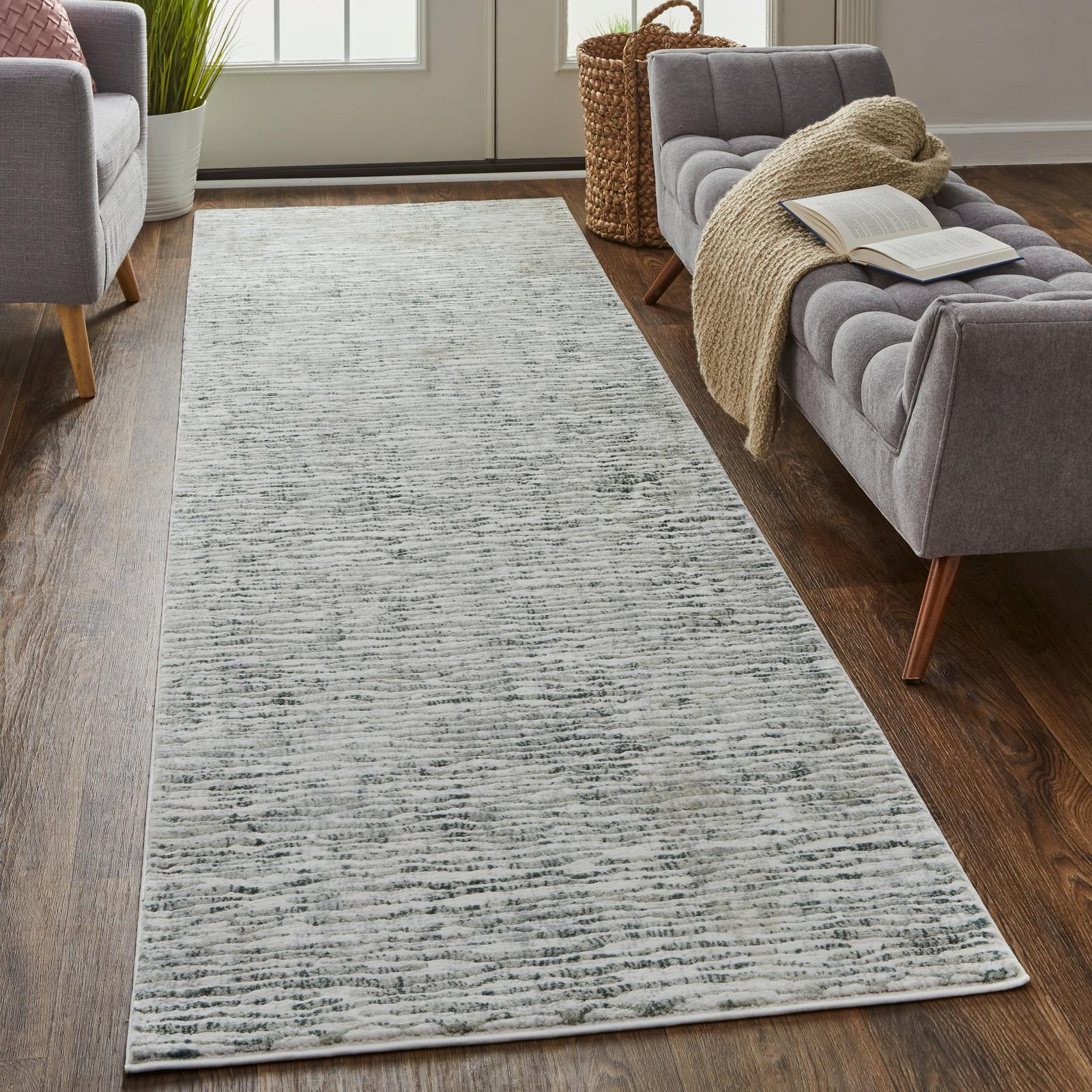 Feizy Atwell 3218F Transitional Abstract Rug in Gray/Green/Ivory - Image 2