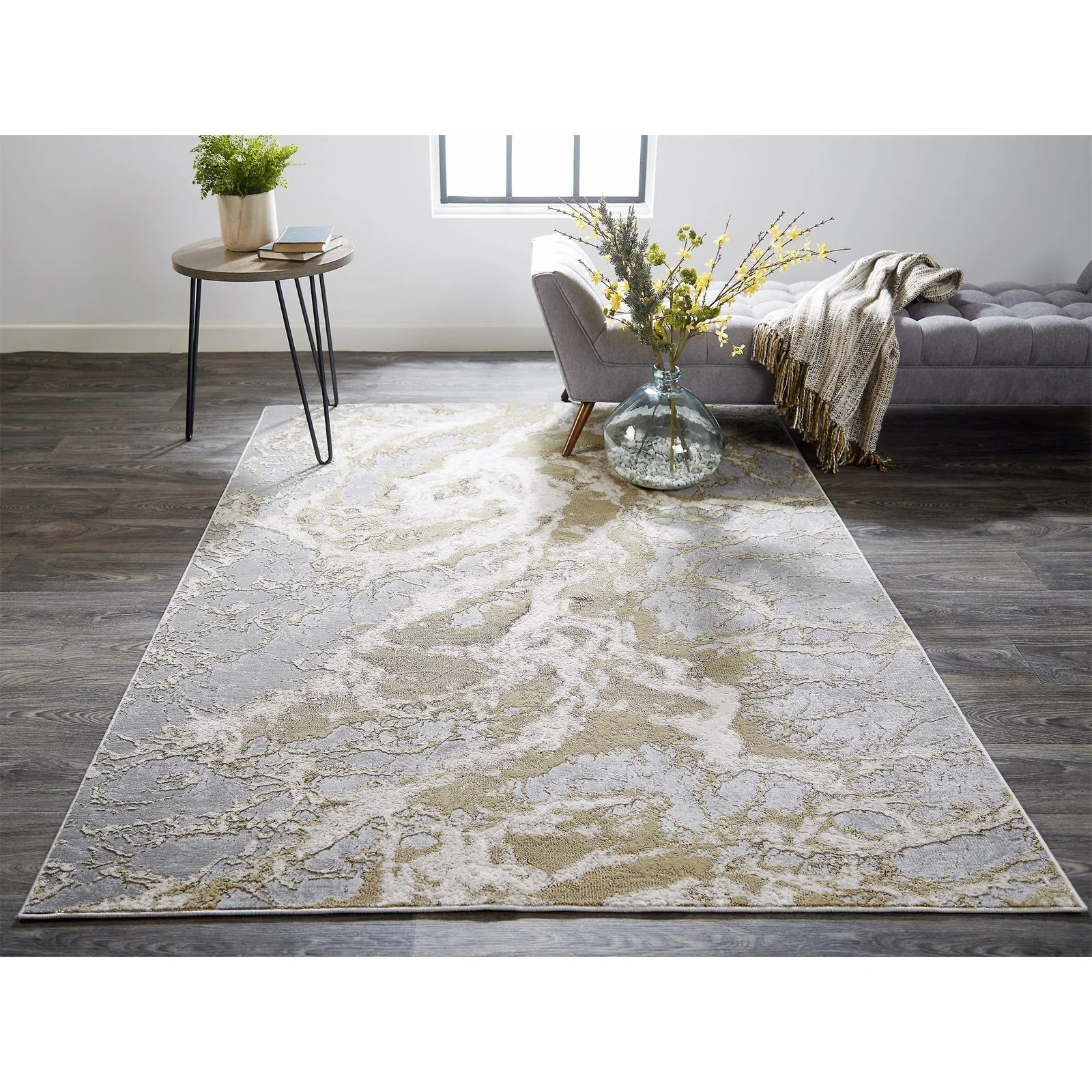 Feizy Aura 3563F Rug in Gray / Beige - Image 2