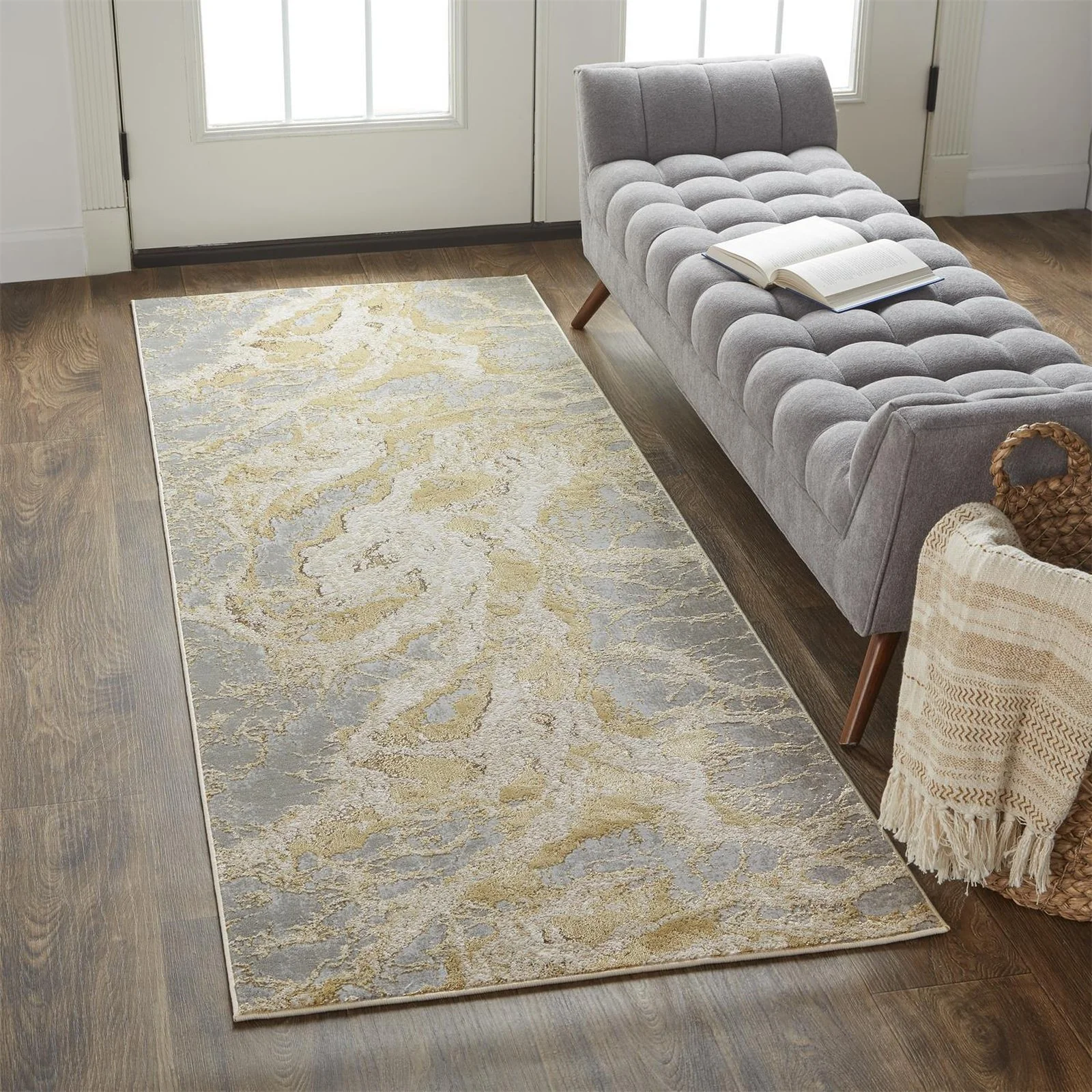 Feizy Aura 3563F Rug in Gray / Beige - Image 4
