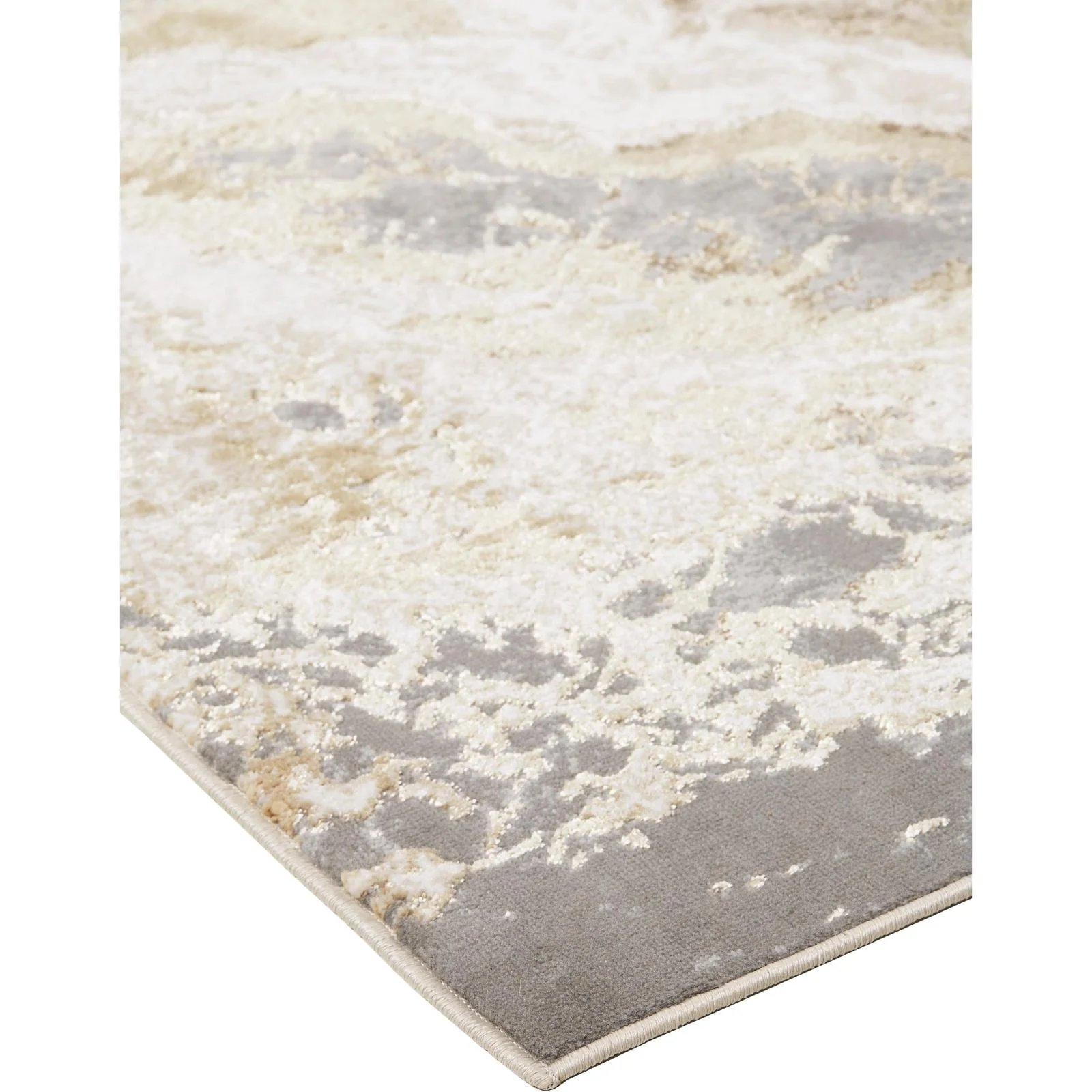 Feizy Aura 3563F Modern Abstract Rug in Ivory/Silver/Gold - Image 6