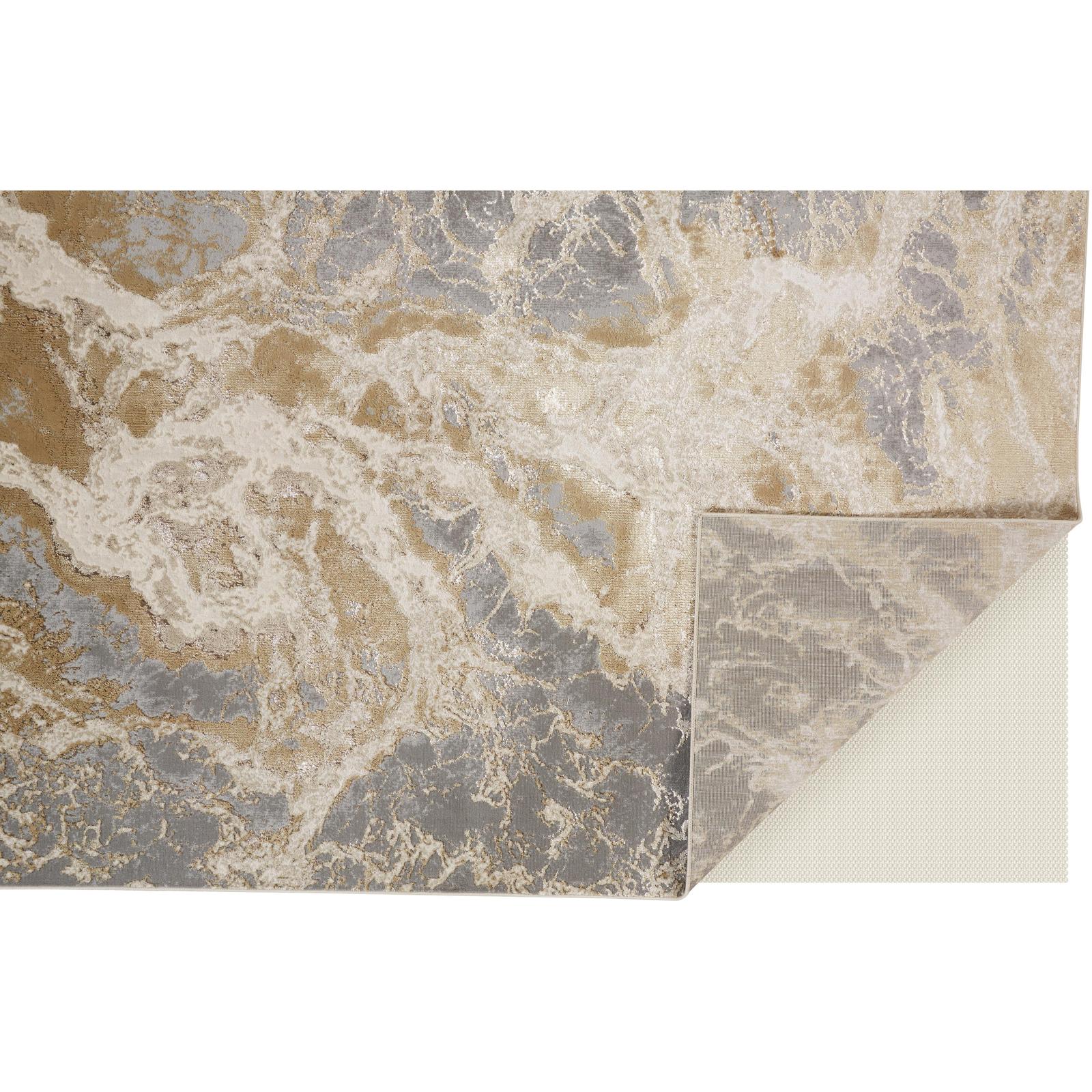 Feizy Aura 3563F Modern Abstract Rug in Ivory/Silver/Gold - Image 7