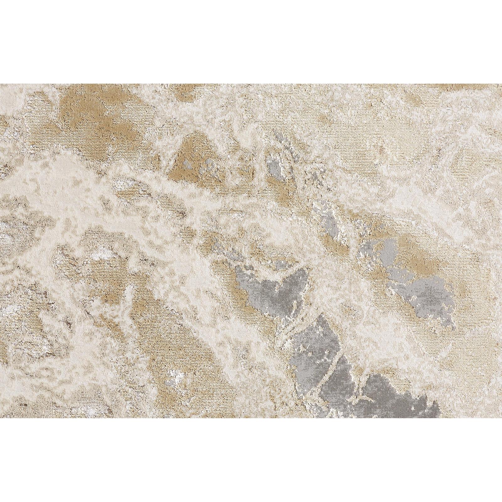 Feizy Aura 3563F Modern Abstract Rug in Ivory/Silver/Gold - Image 8