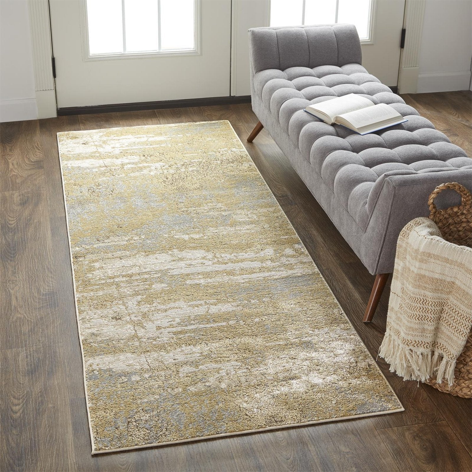 Feizy Aura 3567F Rug in Beige / Gold - Image 3