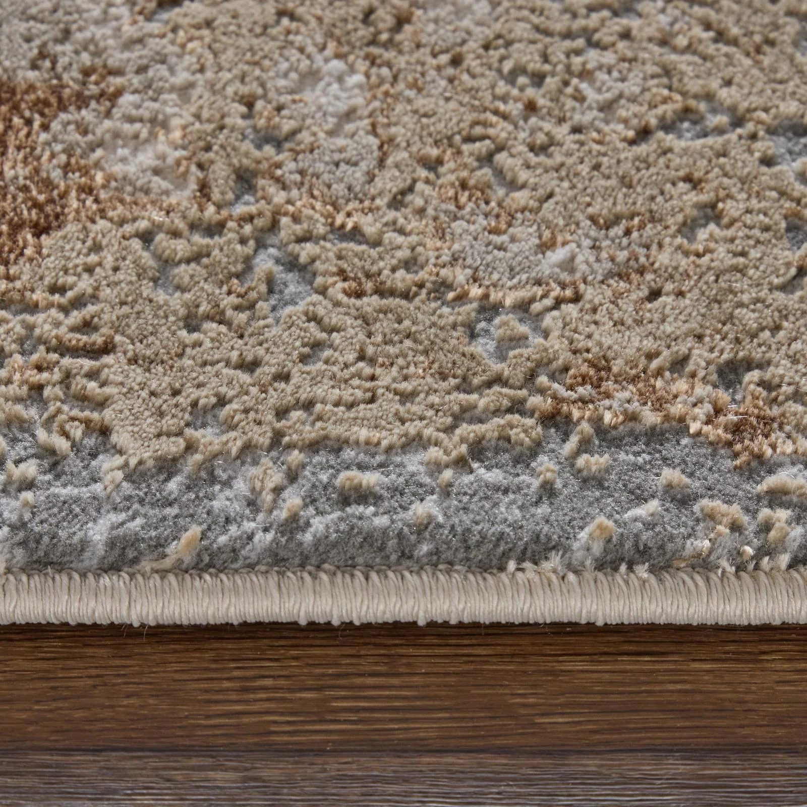 Feizy Aura 3567F Modern Abstract Rug in Ivory/Gold/Gray - Image 10