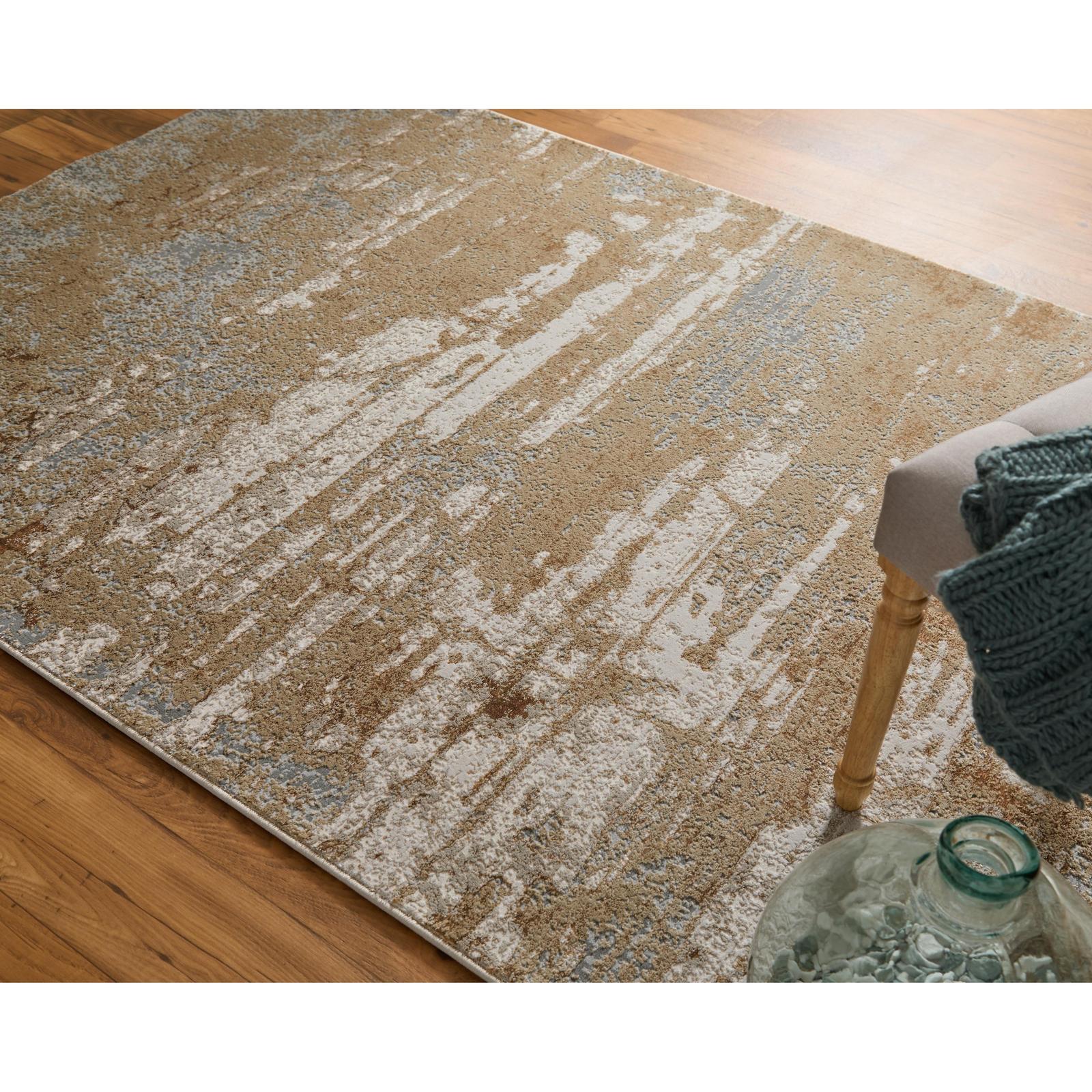 Feizy Aura 3567F Modern Abstract Rug in Ivory/Gold/Gray - Image 2