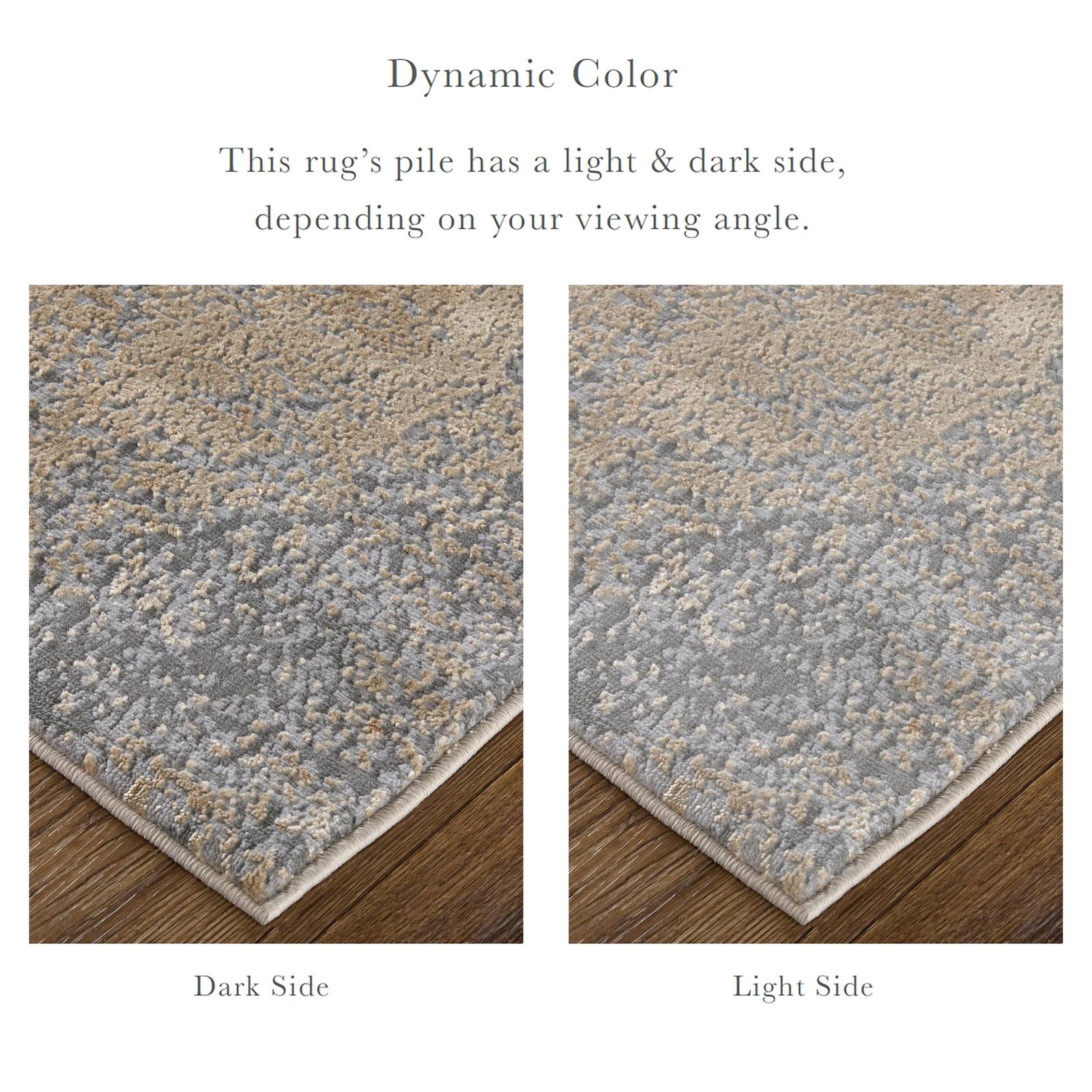 Feizy Aura 3567F Modern Abstract Rug in Ivory/Gold/Gray - Image 4