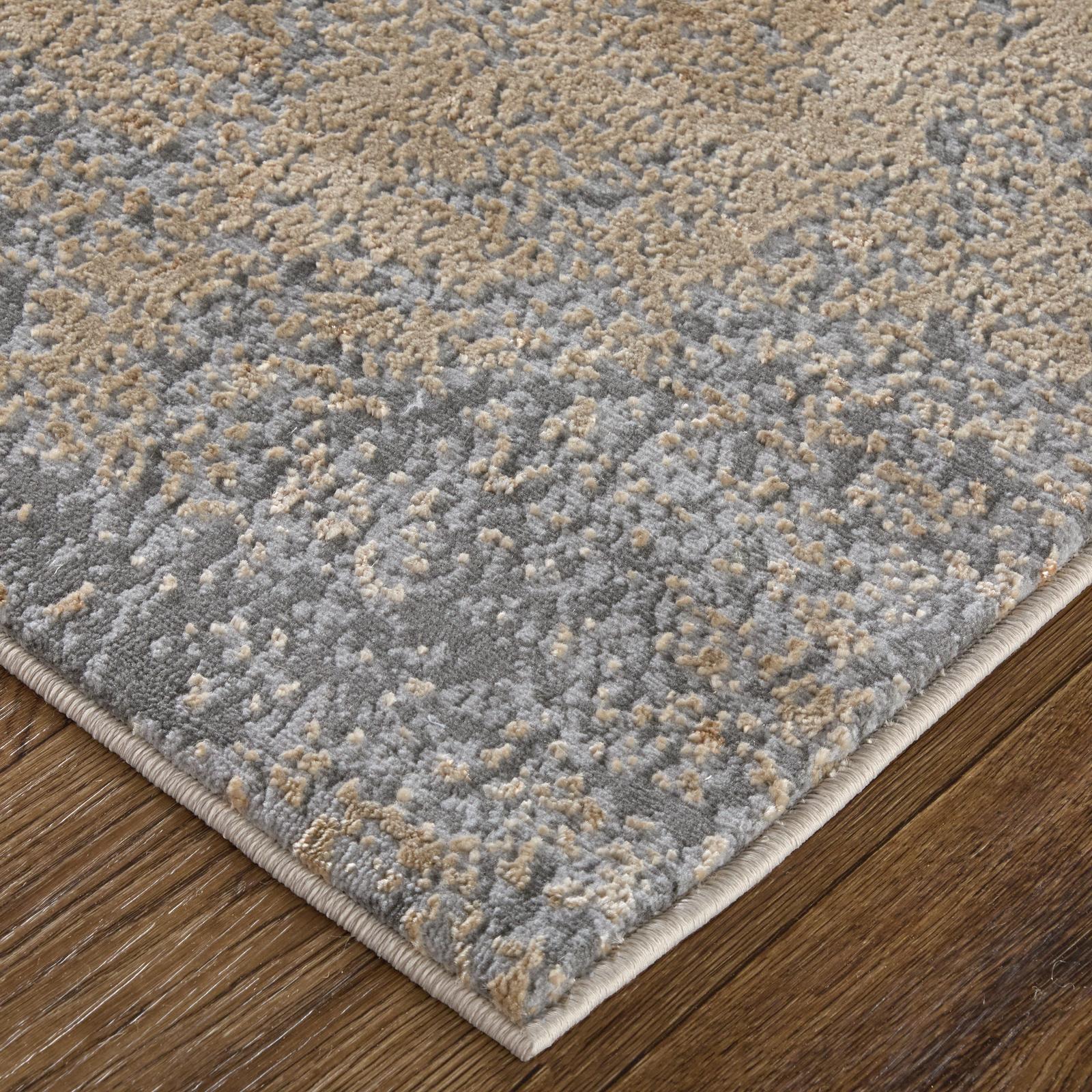 Feizy Aura 3567F Modern Abstract Rug in Ivory/Gold/Gray - Image 5