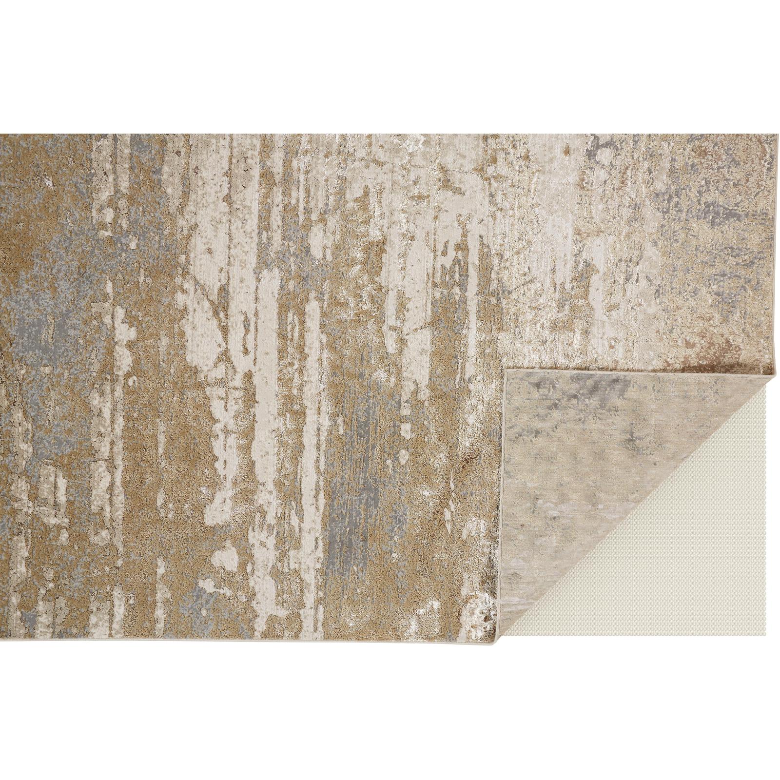Feizy Aura 3567F Modern Abstract Rug in Ivory/Gold/Gray - Image 6