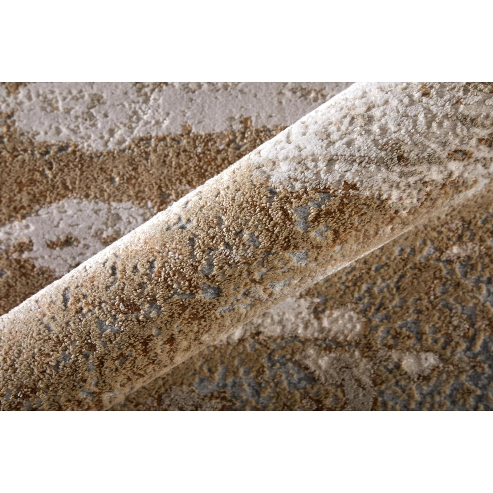 Feizy Aura 3567F Modern Abstract Rug in Ivory/Gold/Gray - Image 7