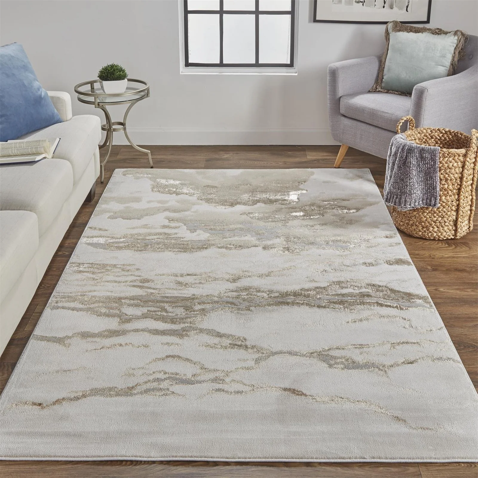 Feizy Aura 3727F Rug in Gold / Beige - Image 2