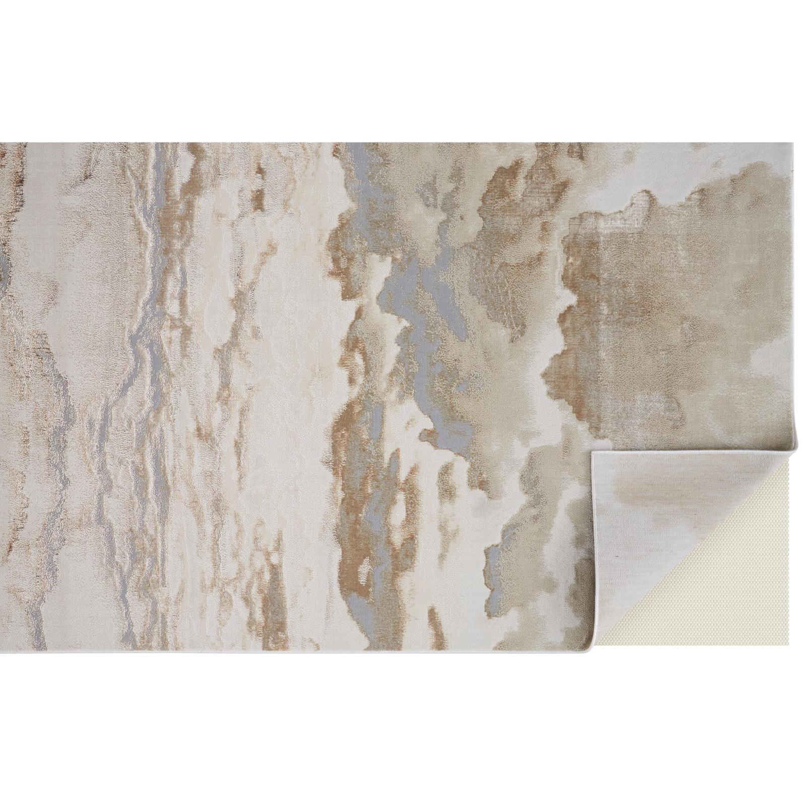 Feizy Aura 3727F Modern Abstract Rug in Ivory/Tan/Gray - Image 6