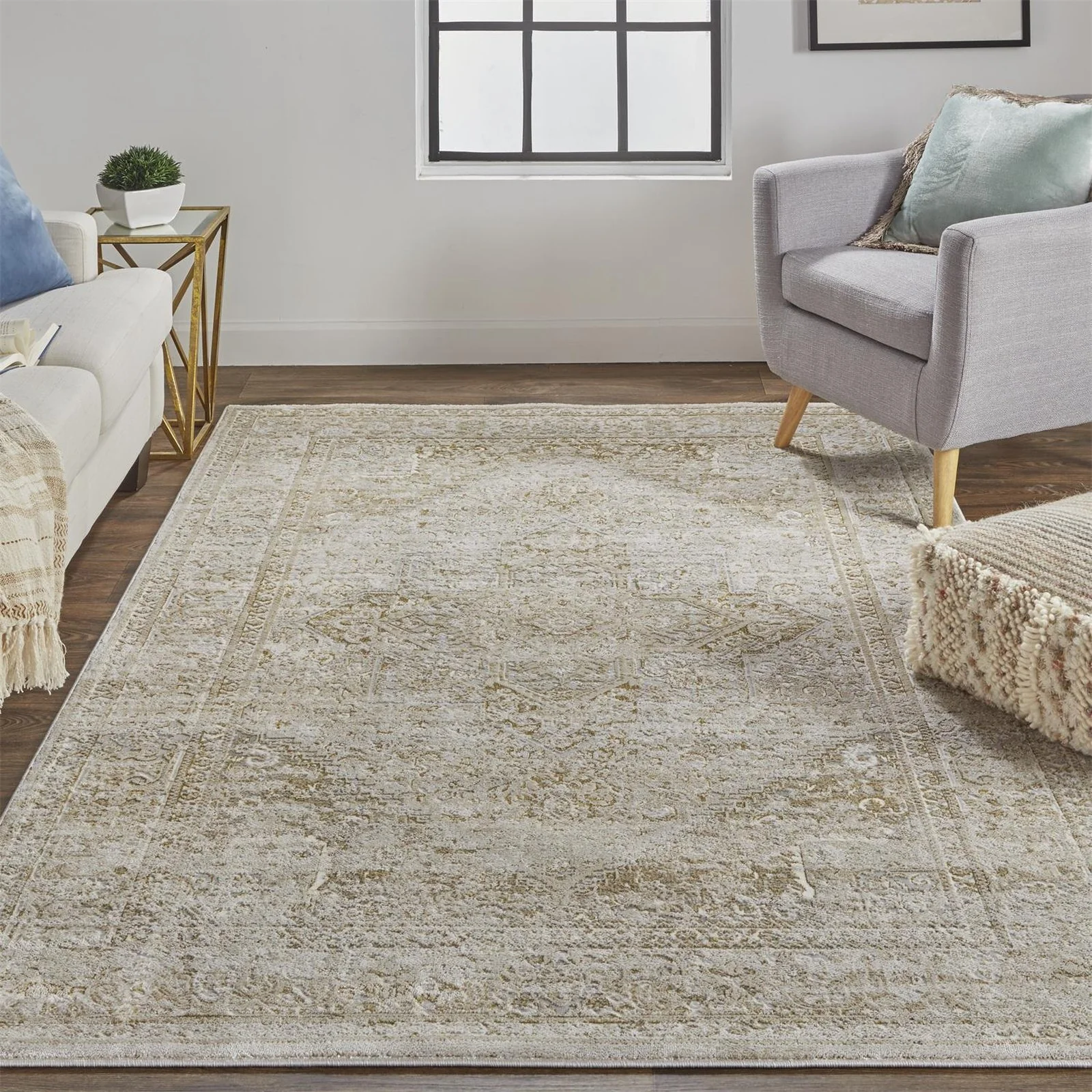 Feizy Aura 3734F Rug in Brown / Gold - Image 2
