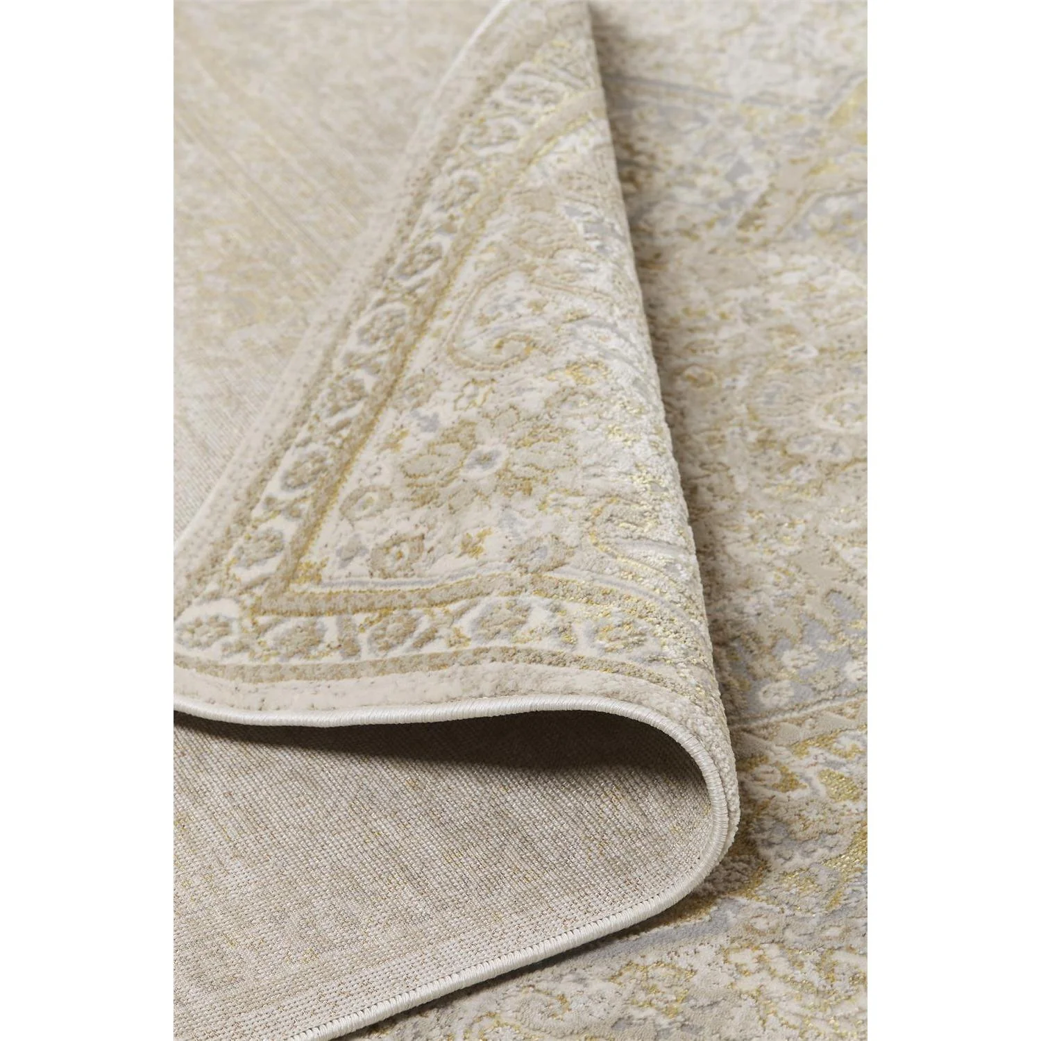 Feizy Aura 3734F Modern Oriental Rug in Ivory/Gold - Image 8