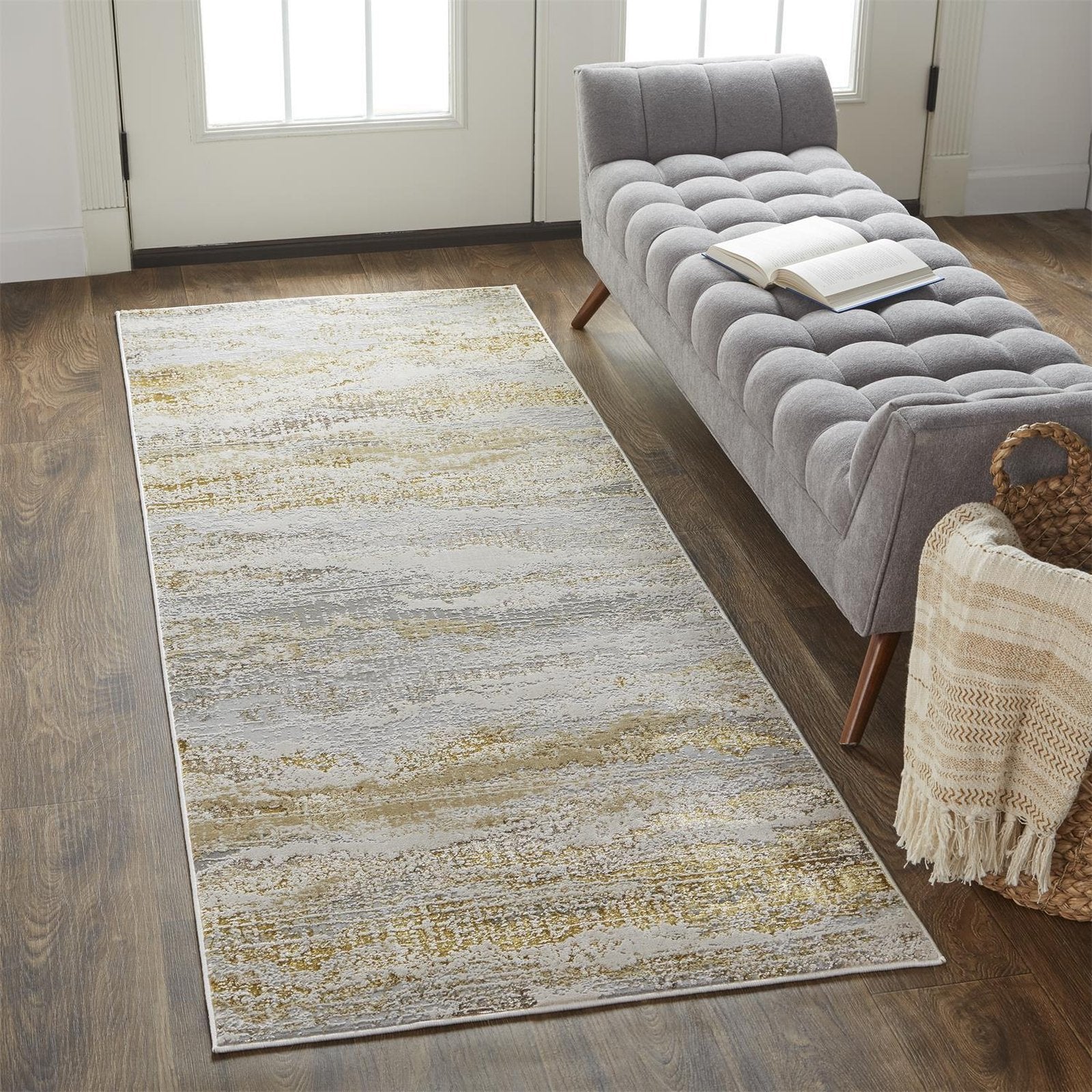 Feizy Aura 3735F Rug in Beige / Gold - Image 4
