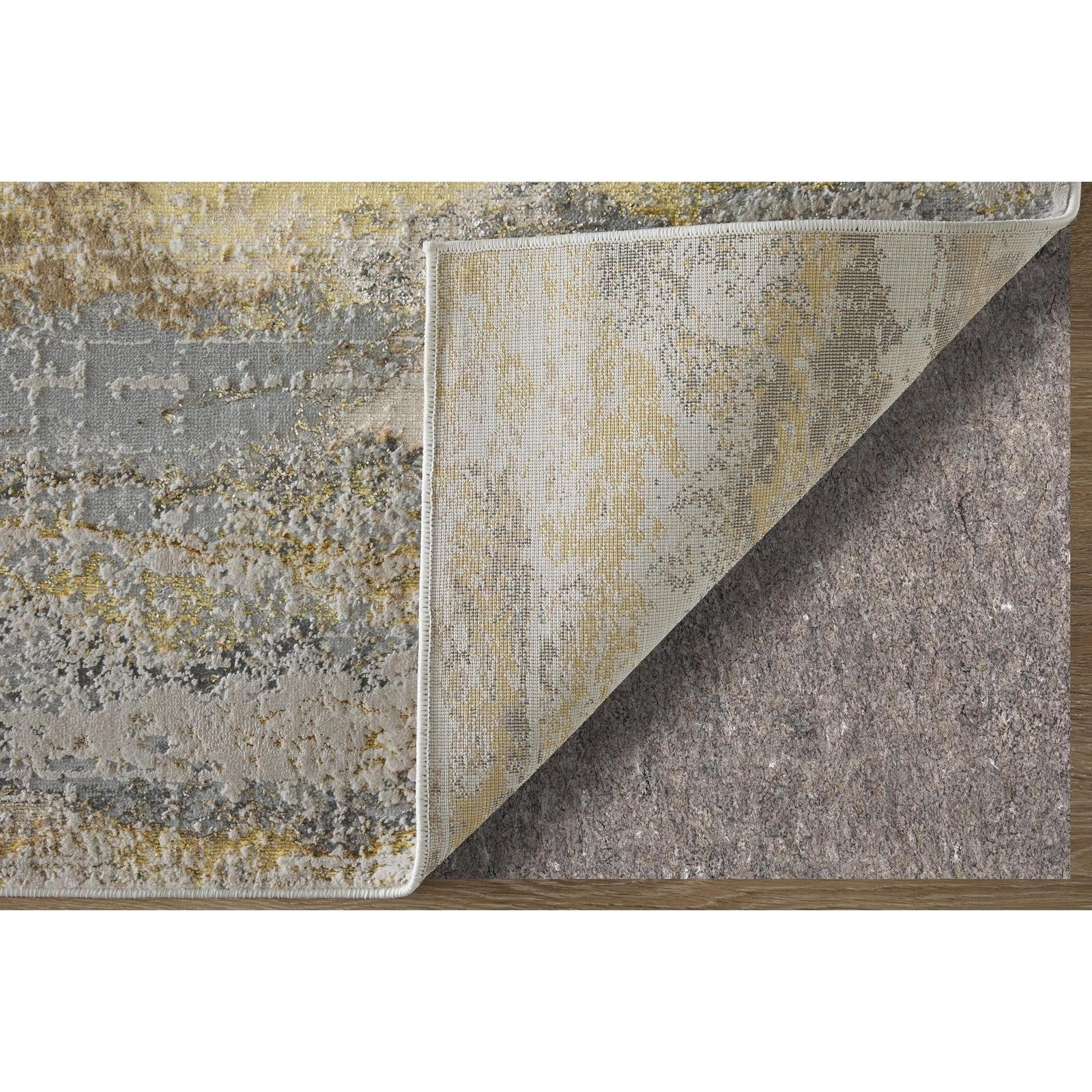 Feizy Aura 3735F Modern Abstract Rug in Gold/Gray/Ivory - Image 5