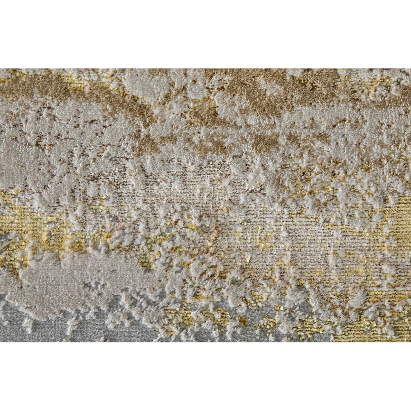 Feizy Aura 3735F Modern Abstract Rug in Gold/Gray/Ivory - Image 7