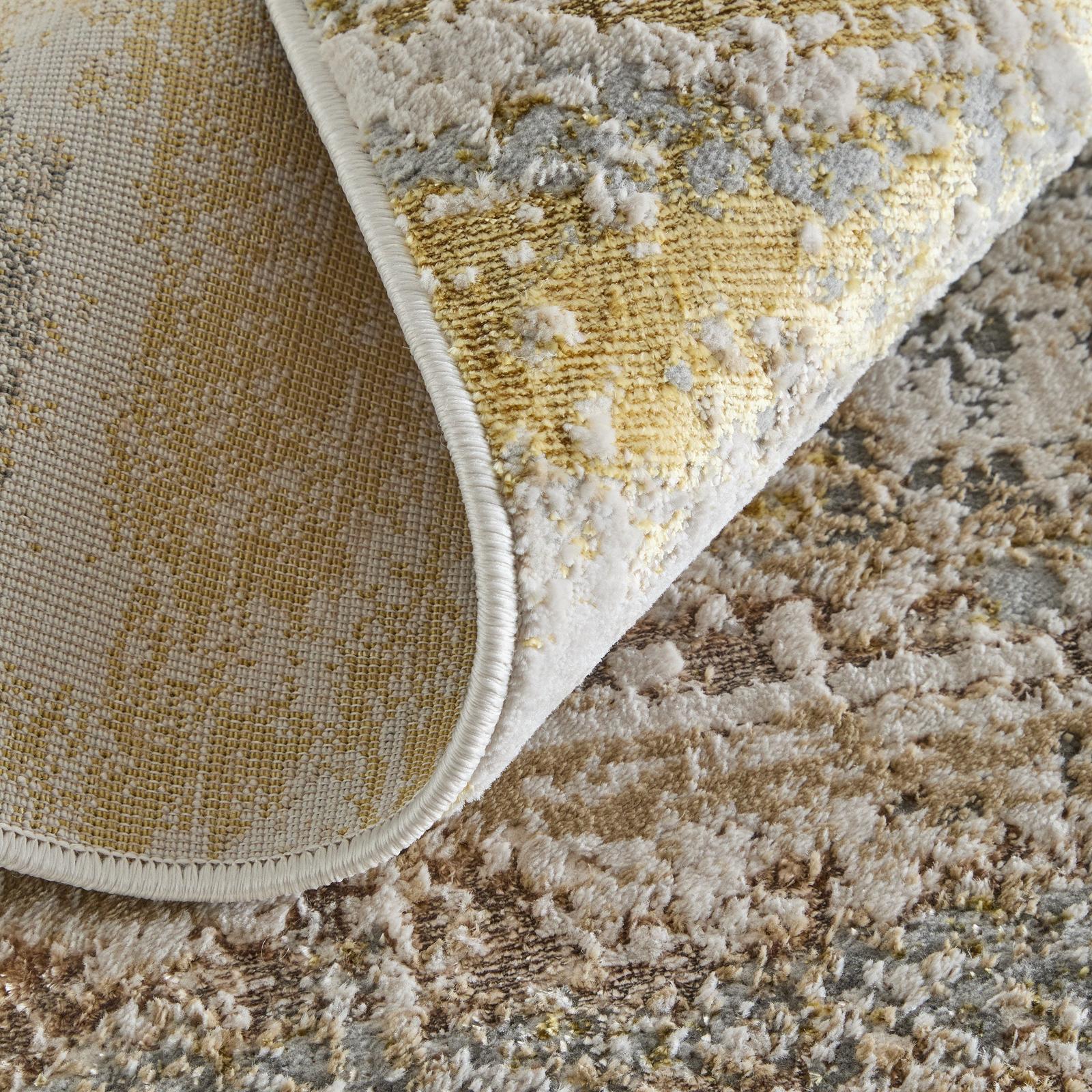 Feizy Aura 3735F Modern Abstract Rug in Gold/Gray/Ivory - Image 8