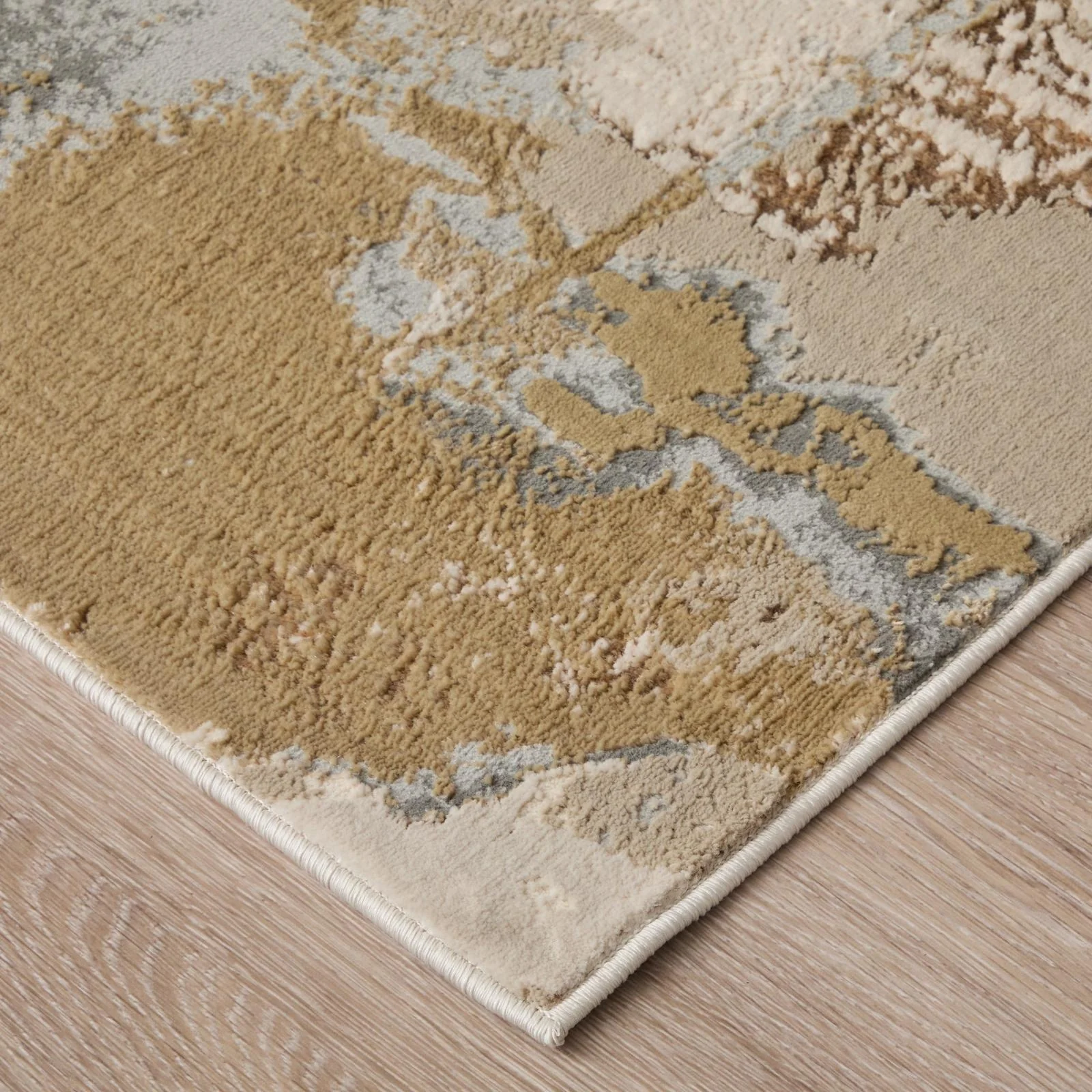 Feizy Aura 3737F Modern Watercolor Rug in Gray/Ivory/Gold - Image 4