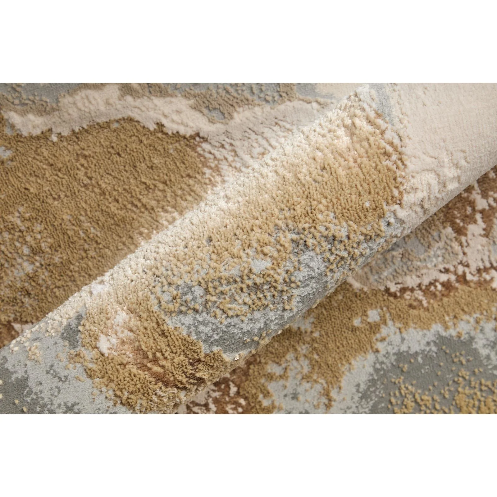 Feizy Aura 3737F Modern Watercolor Rug in Gray/Ivory/Gold - Image 6