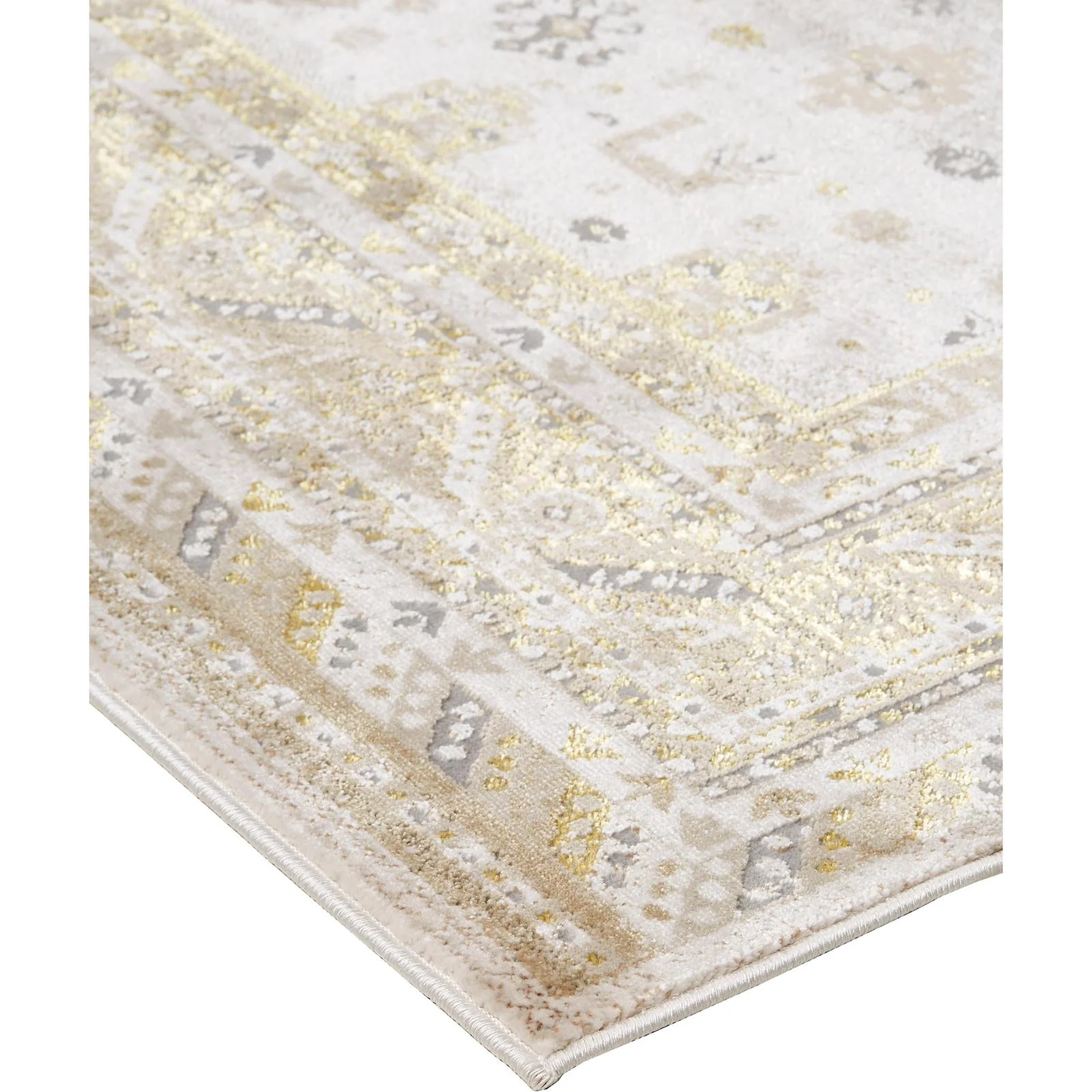 Feizy Aura 3738F Modern Persian Rug in Gold/Ivory - Image 5