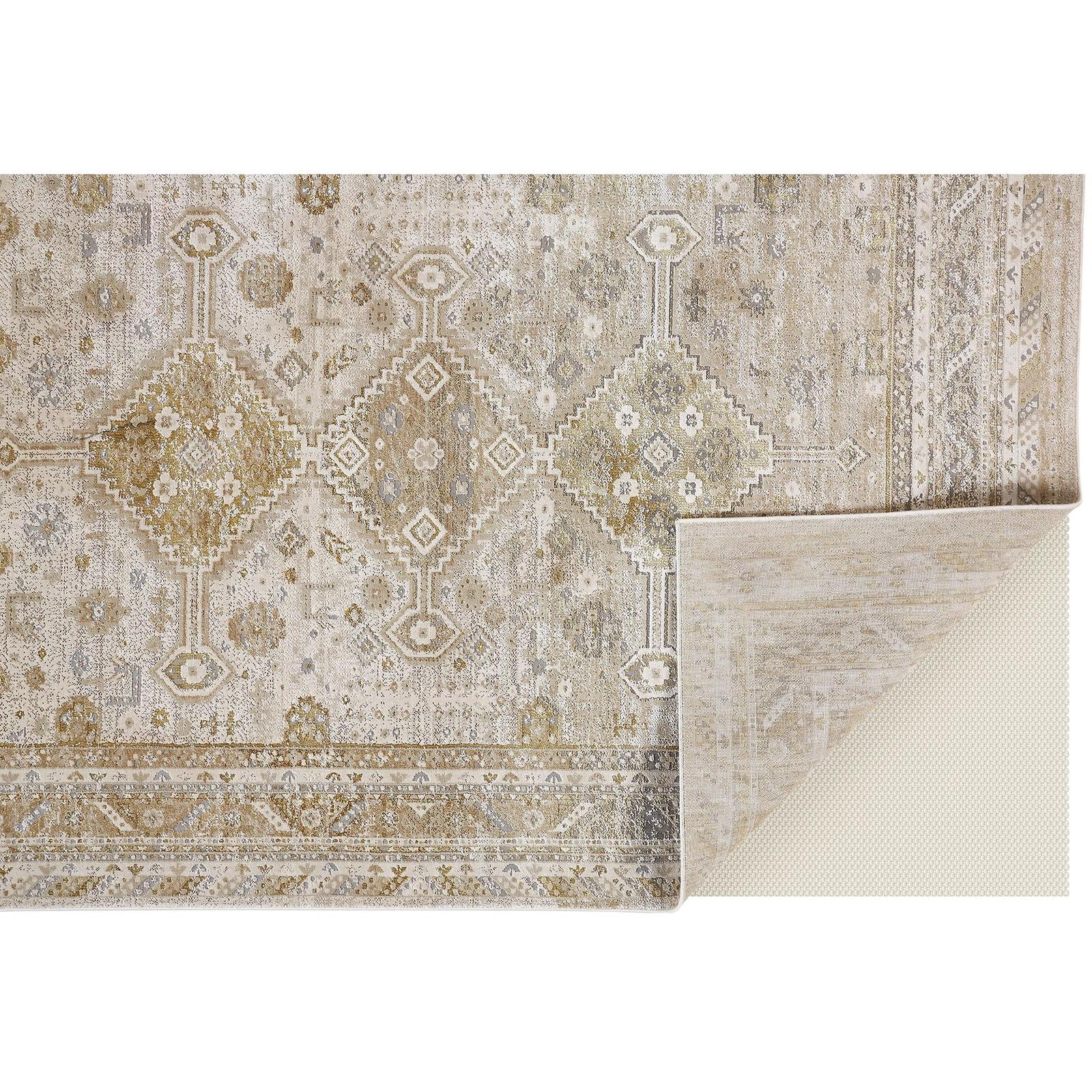 Feizy Aura 3738F Modern Persian Rug in Gold/Ivory - Image 7
