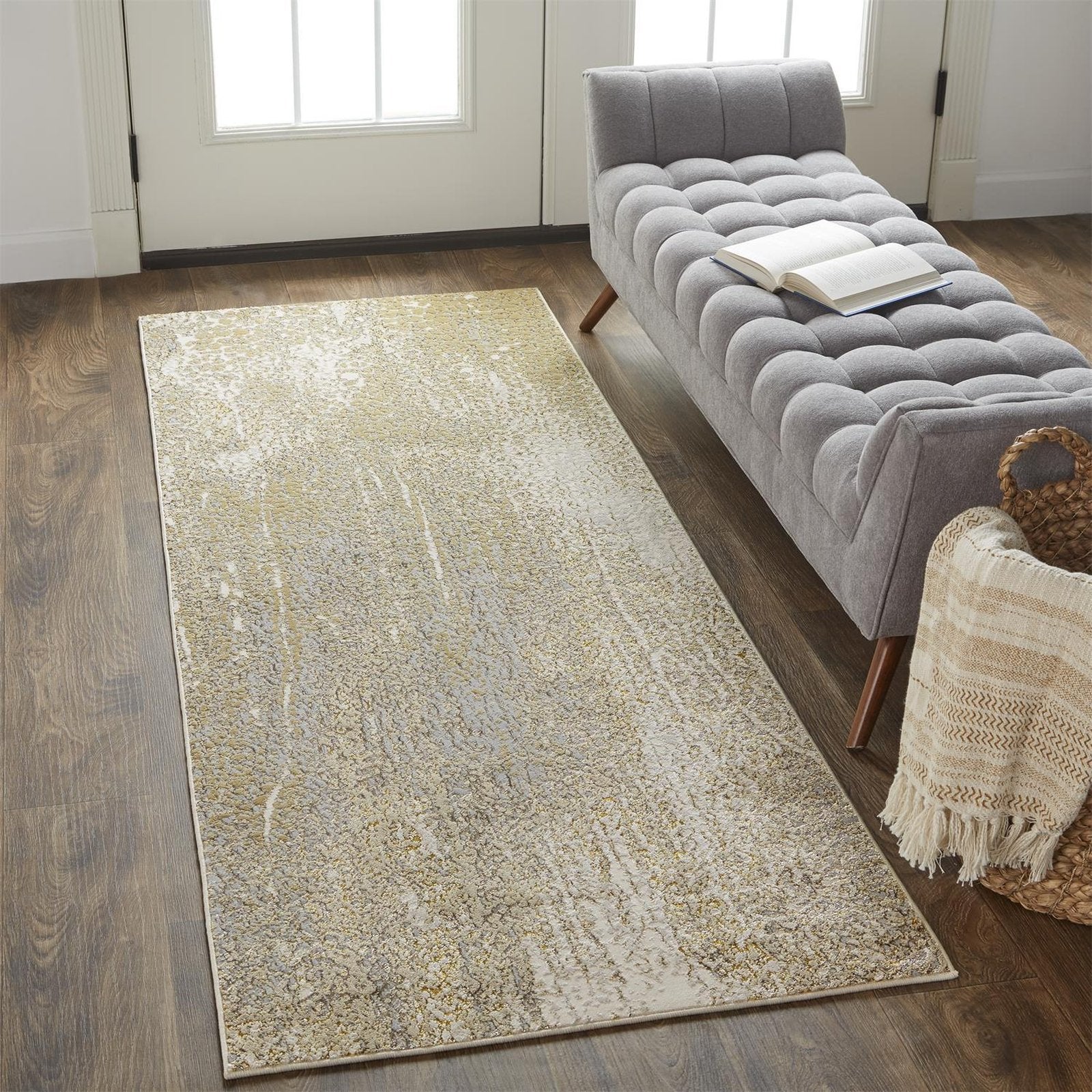 Feizy Aura 3739F Rug in Ivory / Gold - Image 4