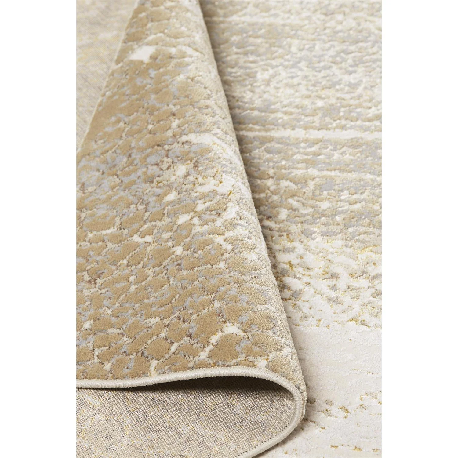 Feizy Aura 3739F Modern Abstract Rug in Ivory/Gray/Gold - Image 10