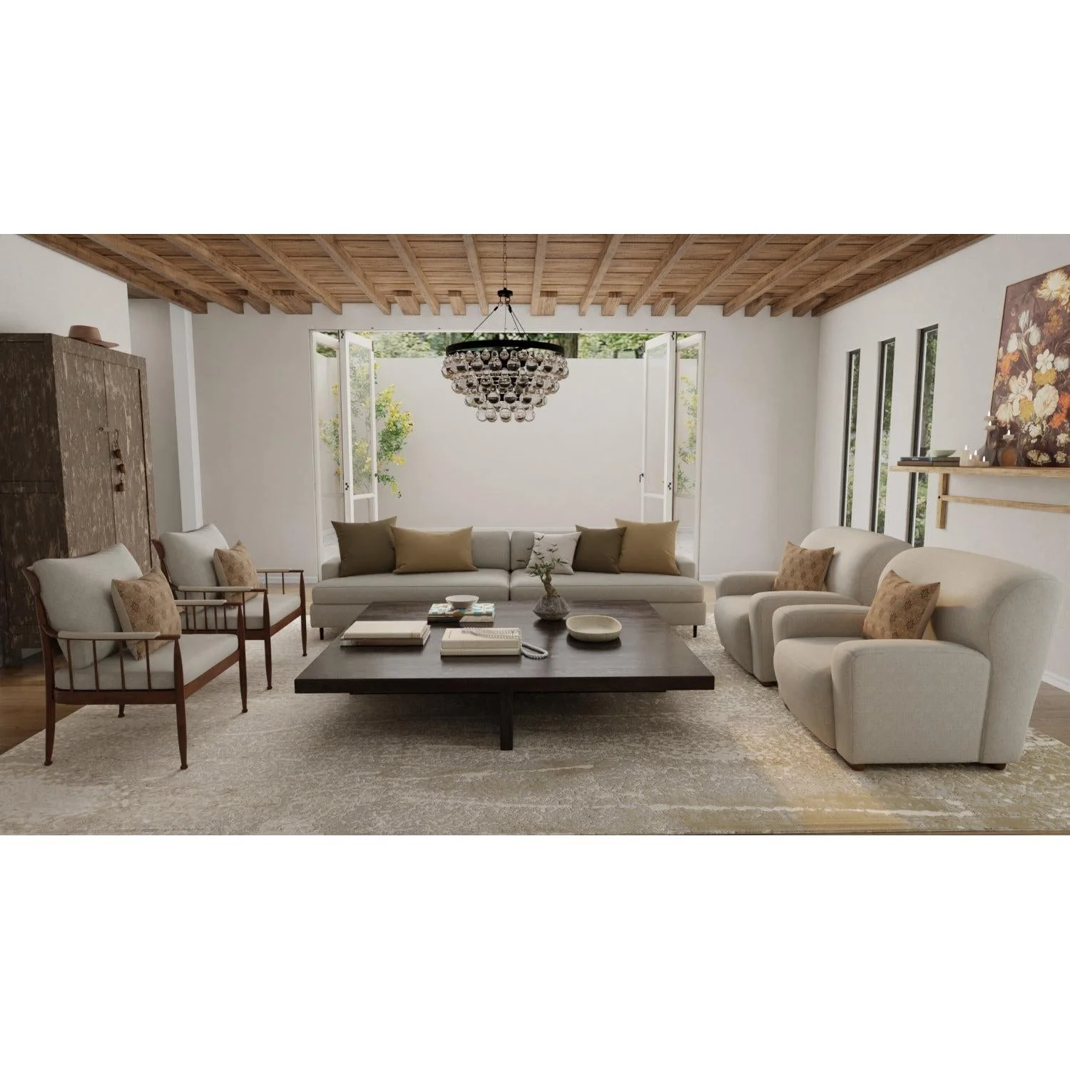Feizy Aura 3739F Modern Abstract Rug in Ivory/Gray/Gold - Image 4