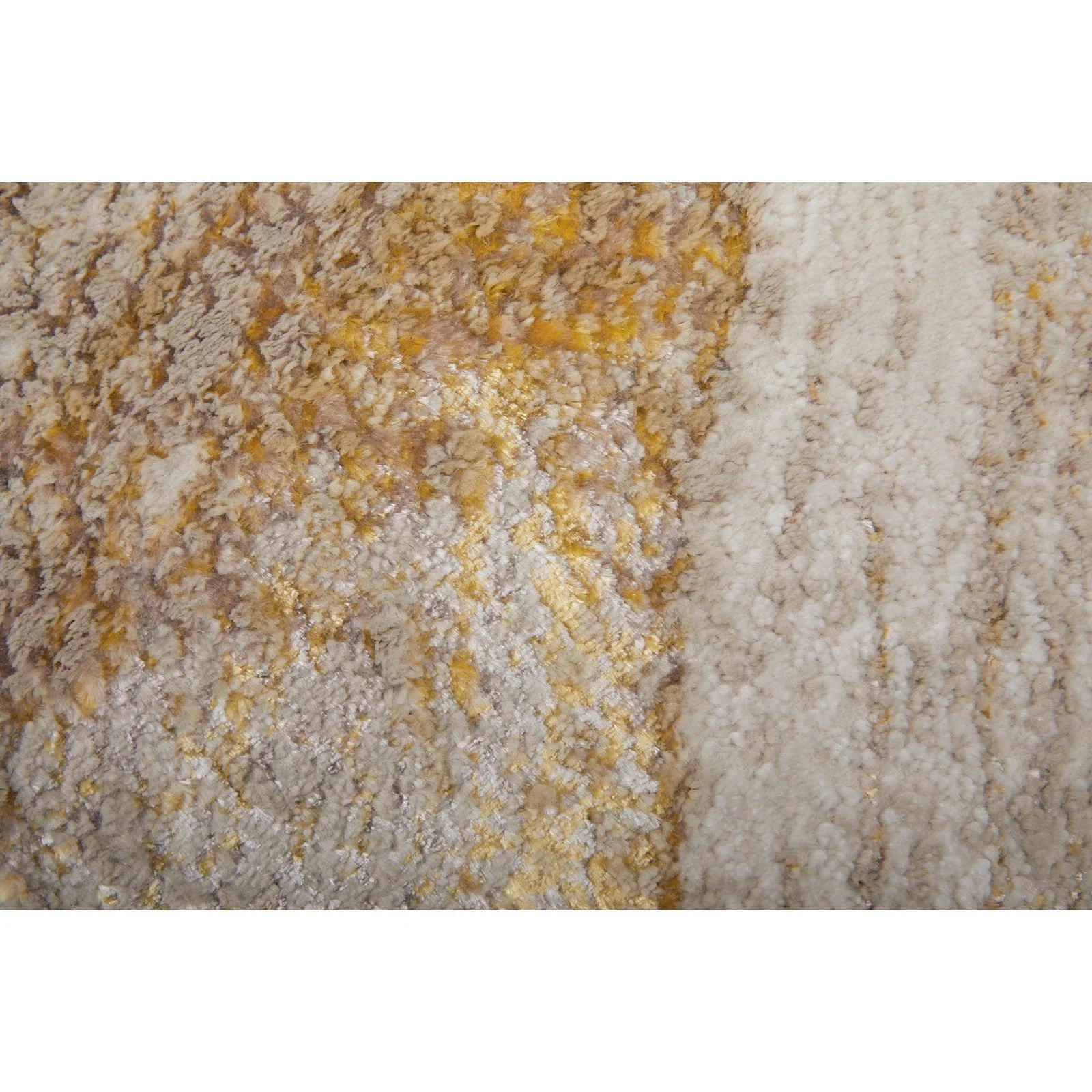 Feizy Aura 39LLF Modern Abstract Rug in Ivory/Taupe/Gold - Image 10