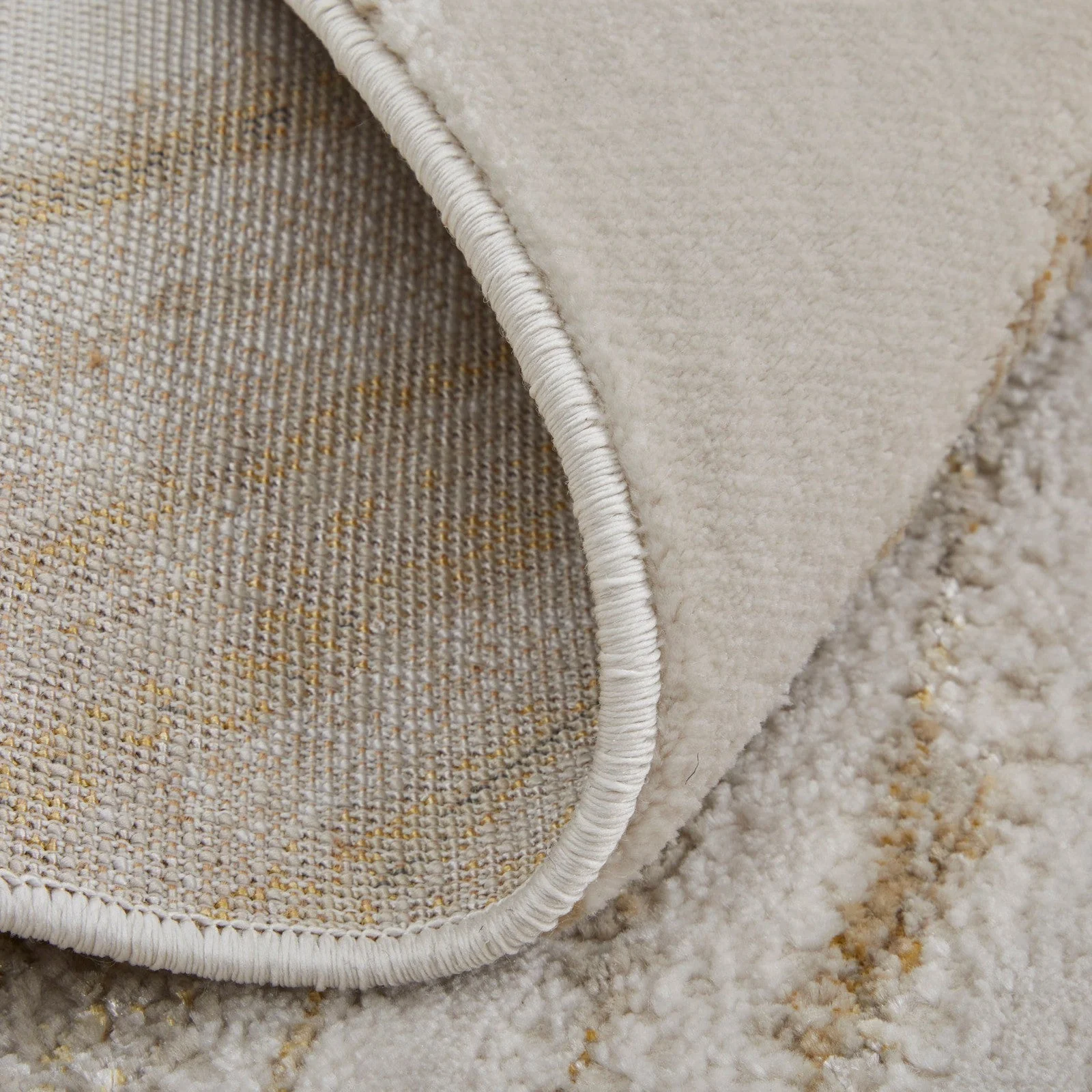 Feizy Aura 39LLF Modern Abstract Rug in Ivory/Taupe/Gold - Image 7