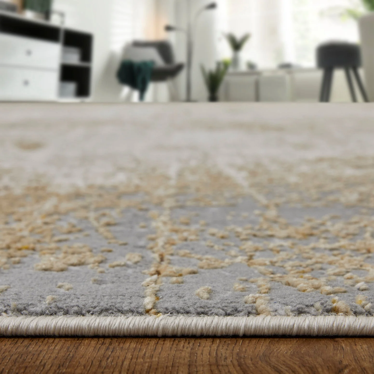 Feizy Aura 39LNF Modern Abstract Rug in Ivory/Brown/Gray - Image 5