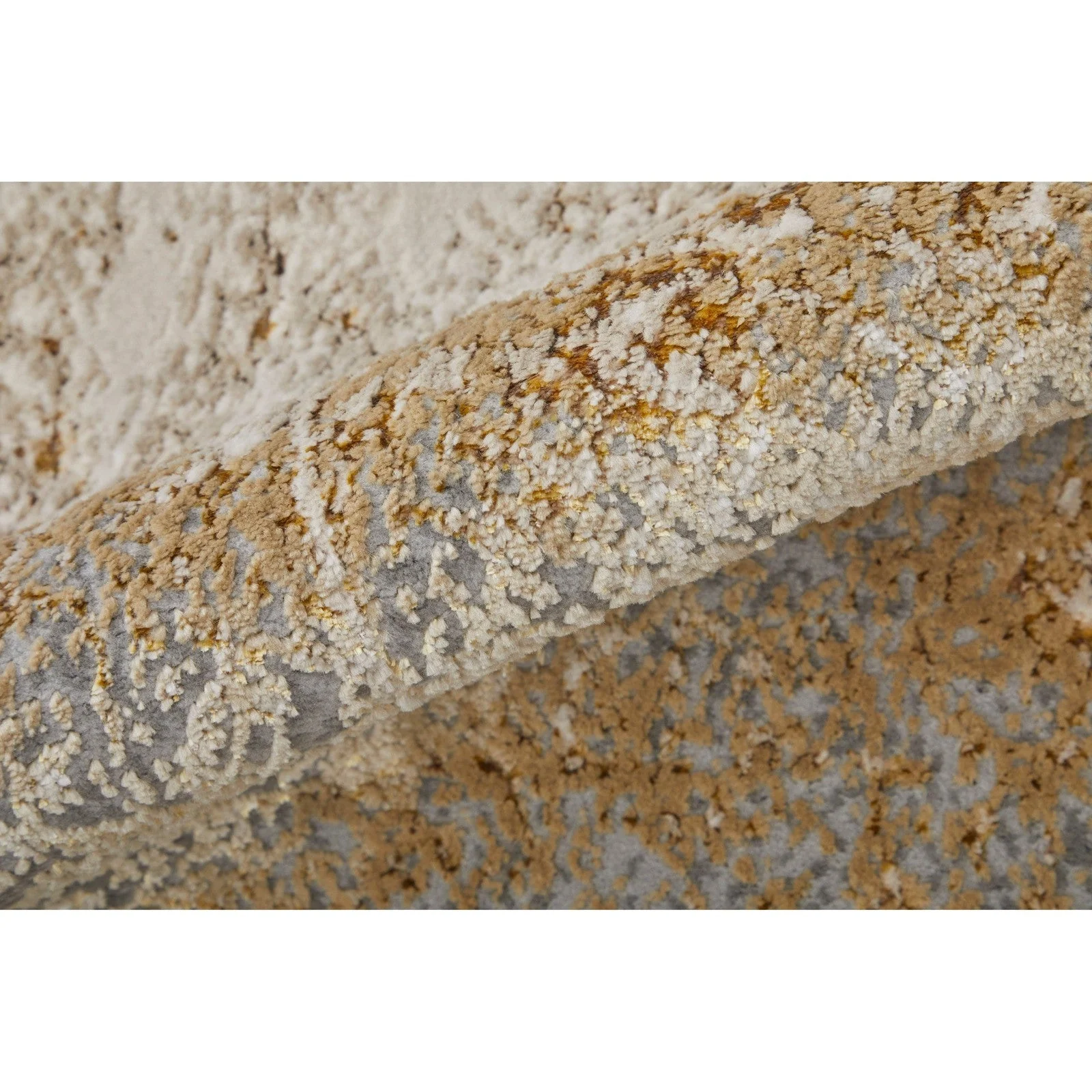 Feizy Aura 39LNF Modern Abstract Rug in Ivory/Brown/Gray - Image 6