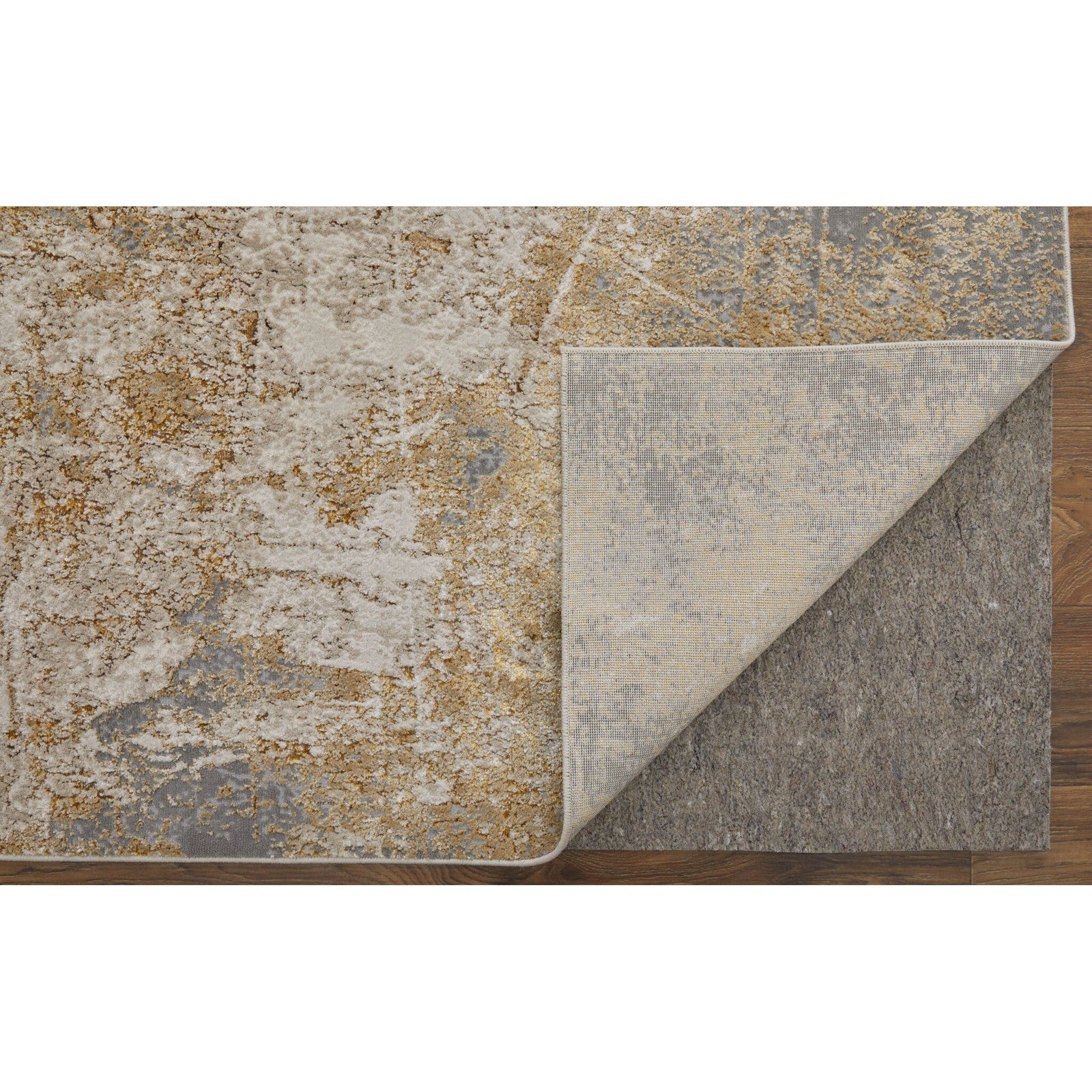 Feizy Aura 39LNF Modern Abstract Rug in Ivory/Brown/Gray - Image 9