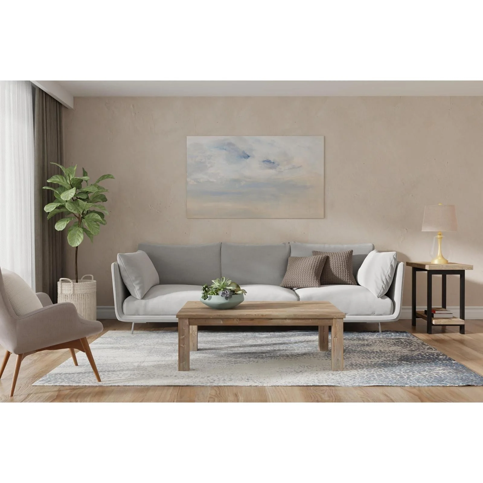 Feizy Azure 3401F Modern Watercolor Rug in Gray/Blue/Ivory - Image 2